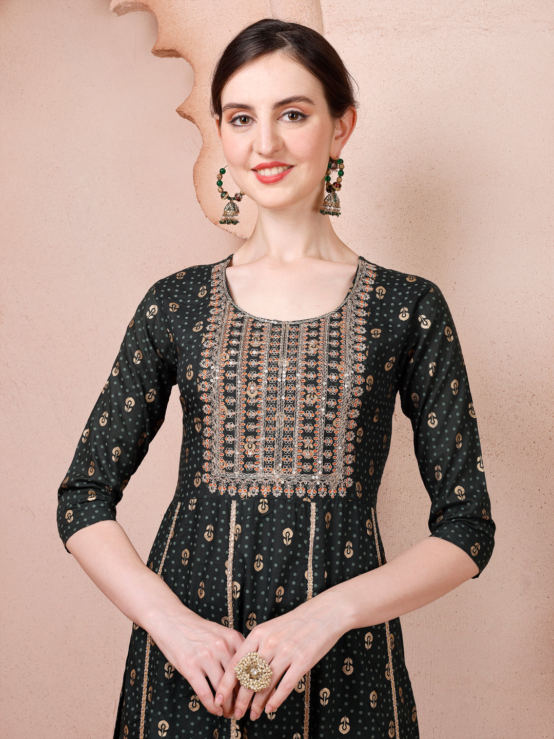 Nayra Cut Embroidered Kurta With Pant And Dupatta Set, Multicolor - Hiral Fashion