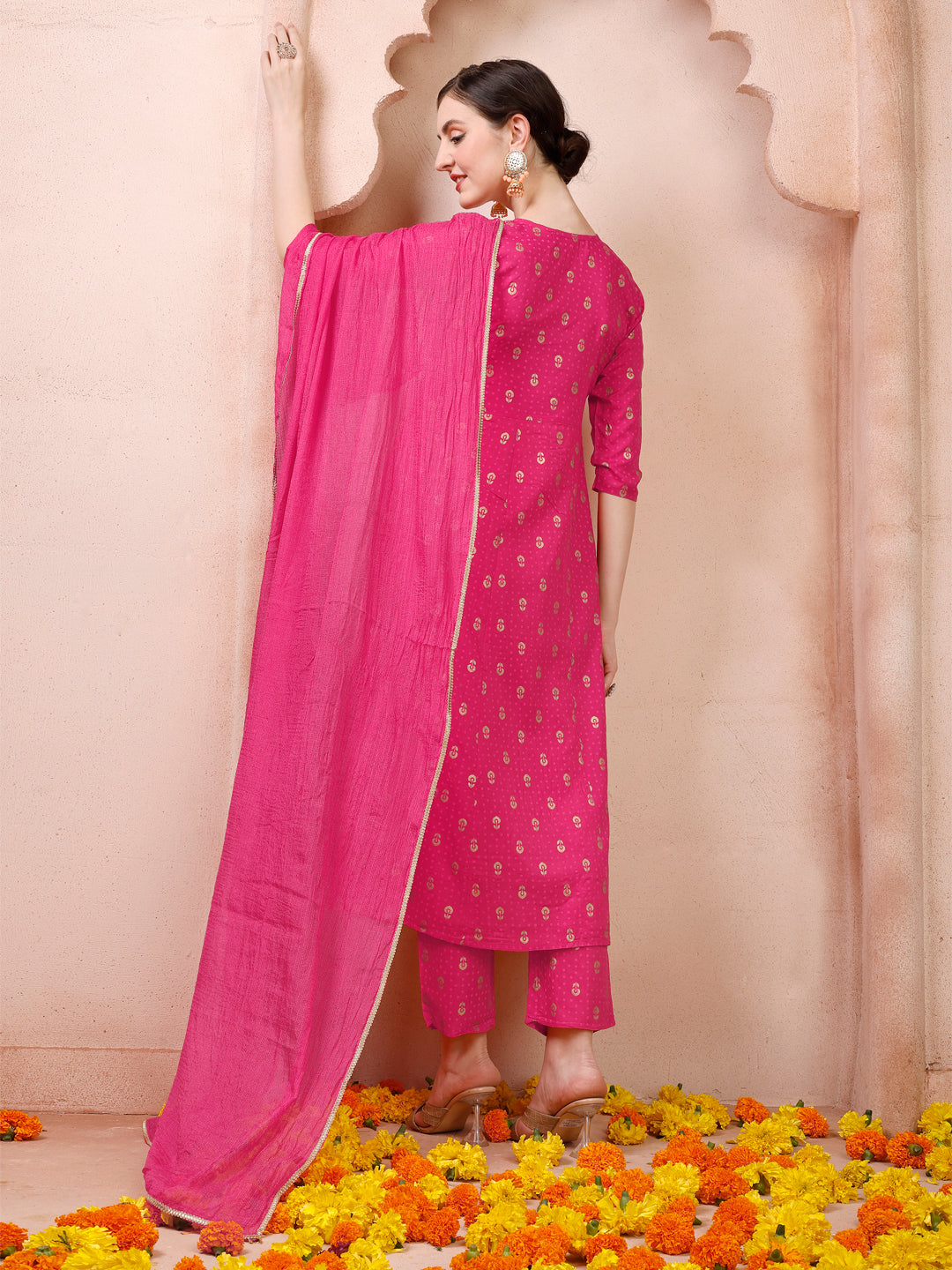 Nayra Cut Embroidered Kurta With Pant And Dupatta Set, Multicolor - Hiral Fashion