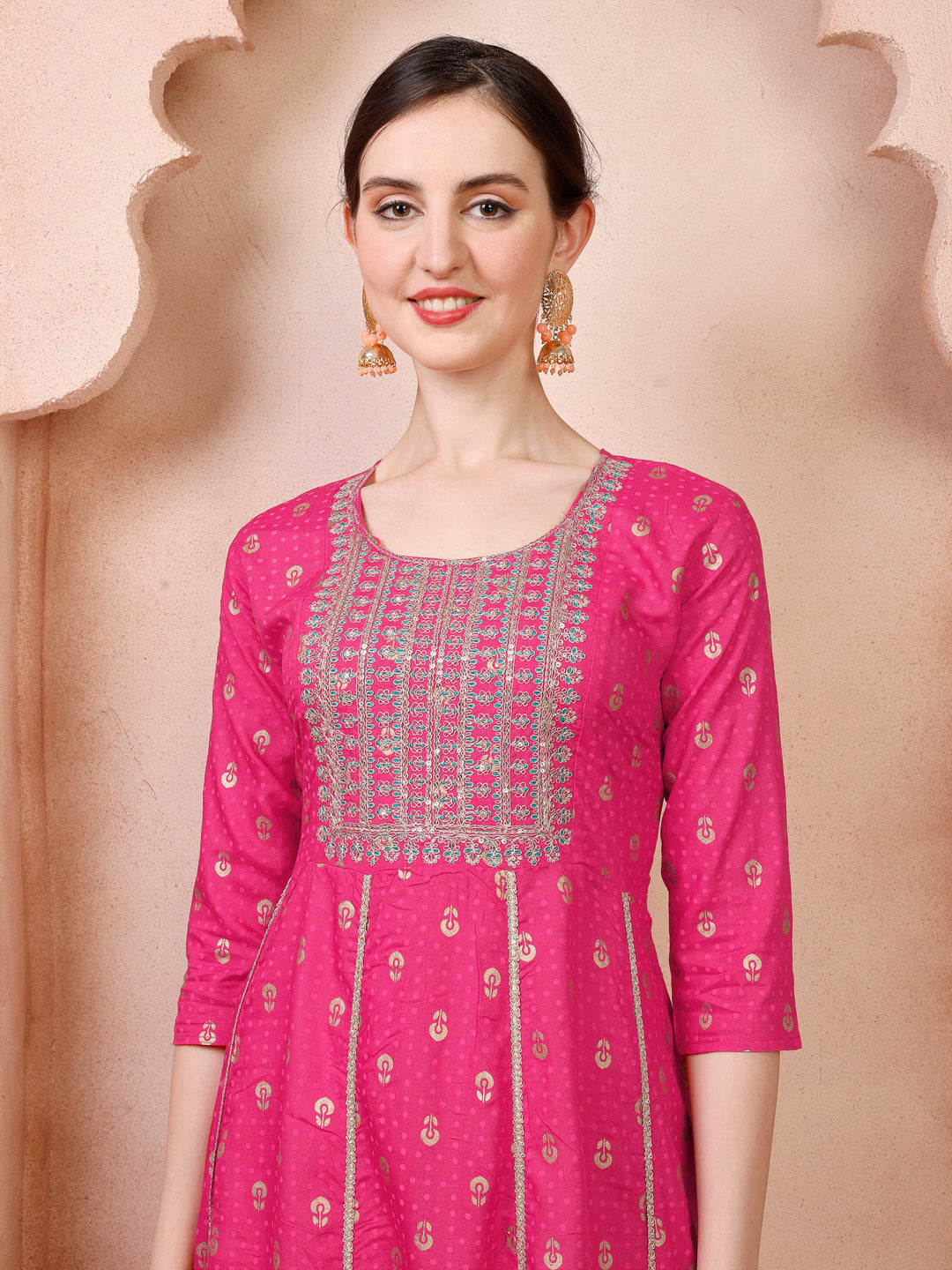 Nayra Cut Embroidered Kurta With Pant And Dupatta Set, Multicolor - Hiral Fashion