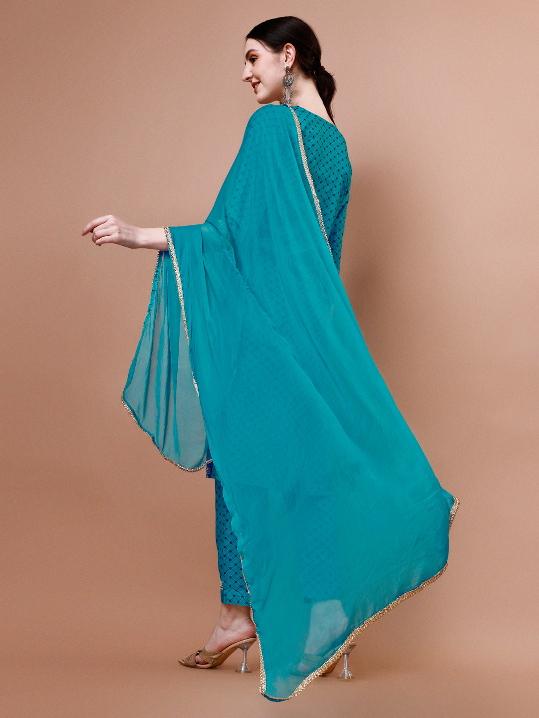 Printed & Embroidered Kurta With Pant And Dupatta Set, Multicolor - Hiral Fashion