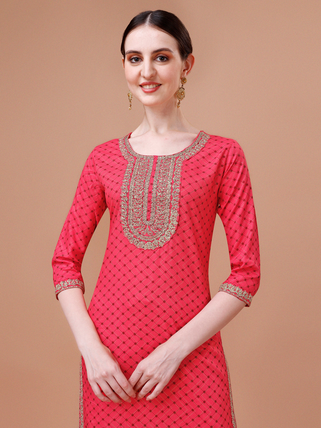Printed & Embroidered Kurta With Pant And Dupatta Set, Multicolor - Hiral Fashion