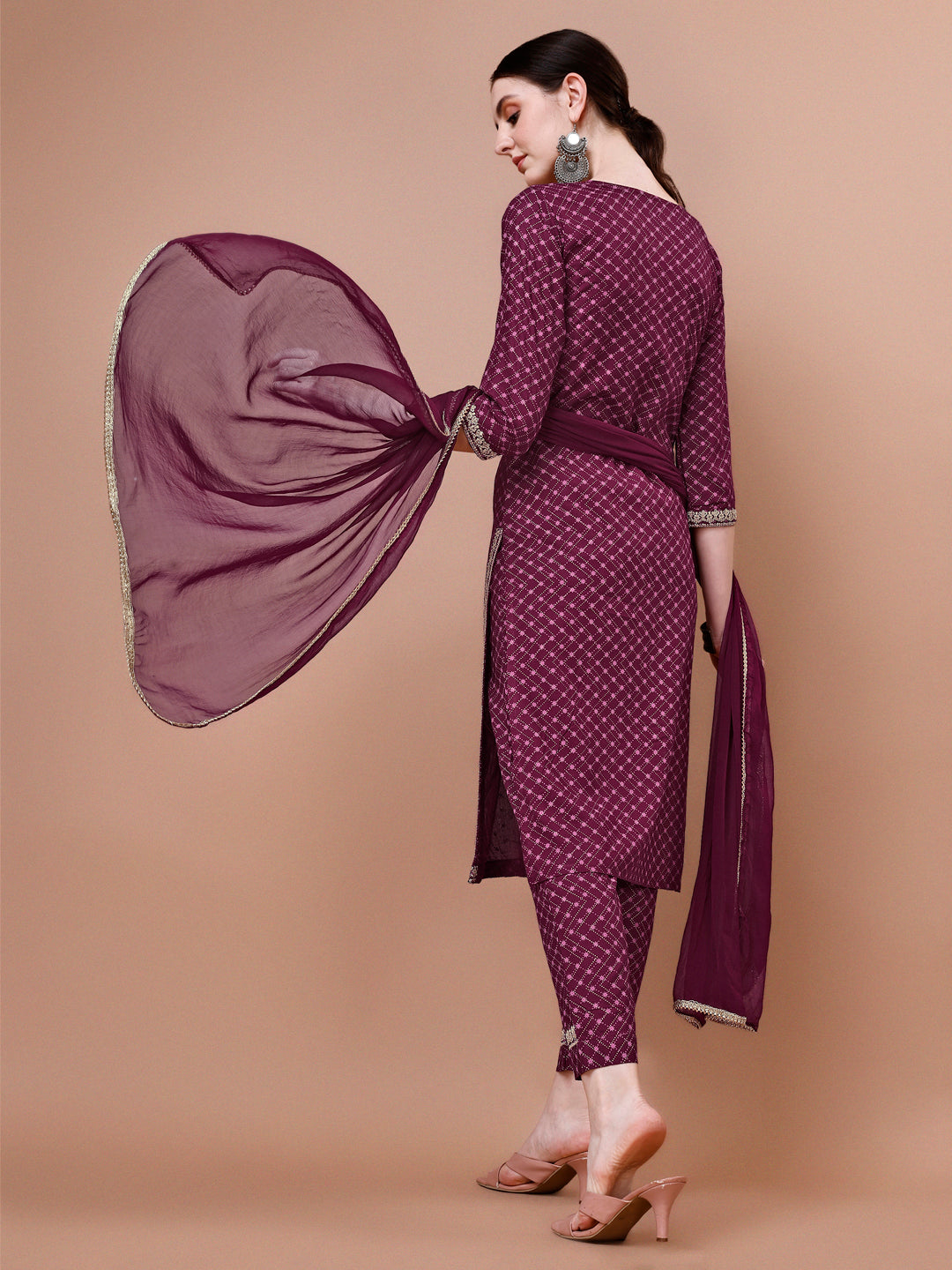 Printed & Embroidered Kurta With Pant And Dupatta Set, Multicolor - Hiral Fashion