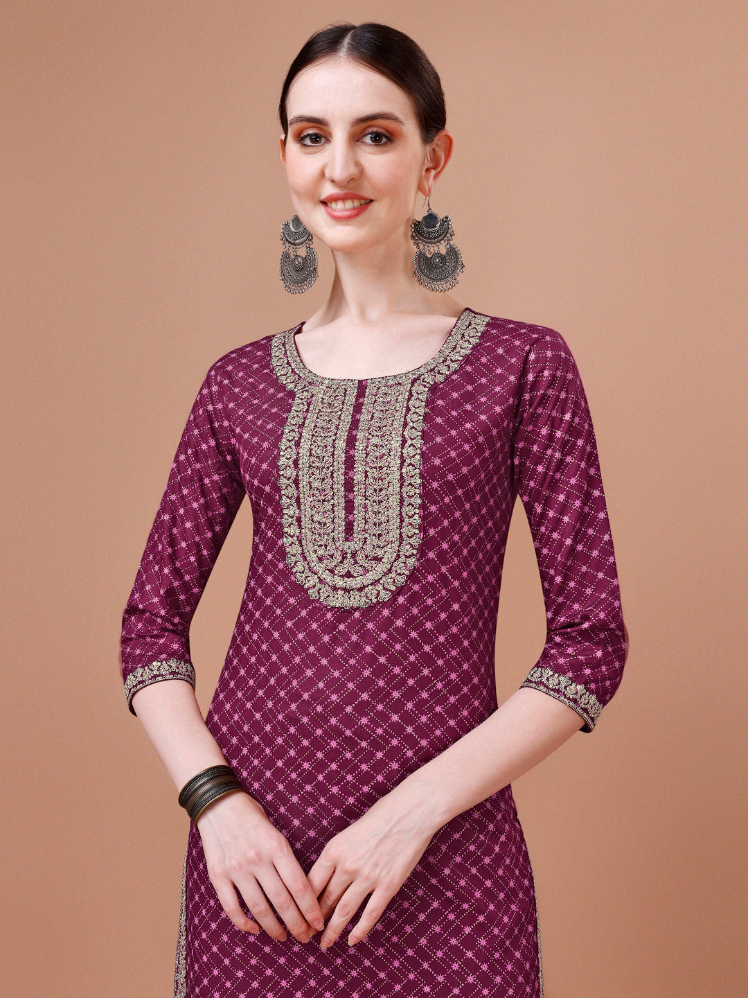 Printed & Embroidered Kurta With Pant And Dupatta Set, Multicolor - Hiral Fashion