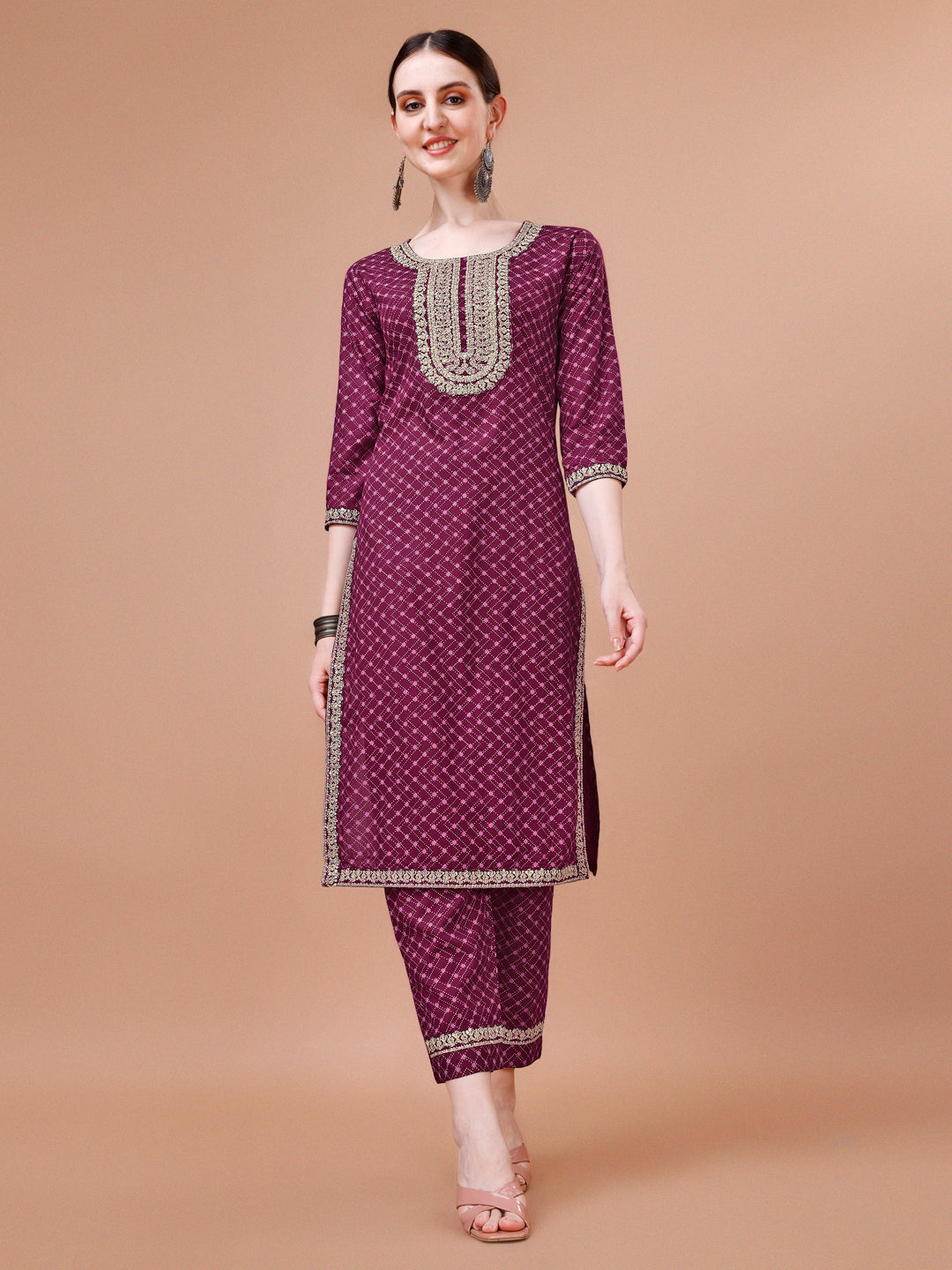 Printed & Embroidered Kurta With Pant And Dupatta Set, Multicolor - Hiral Fashion