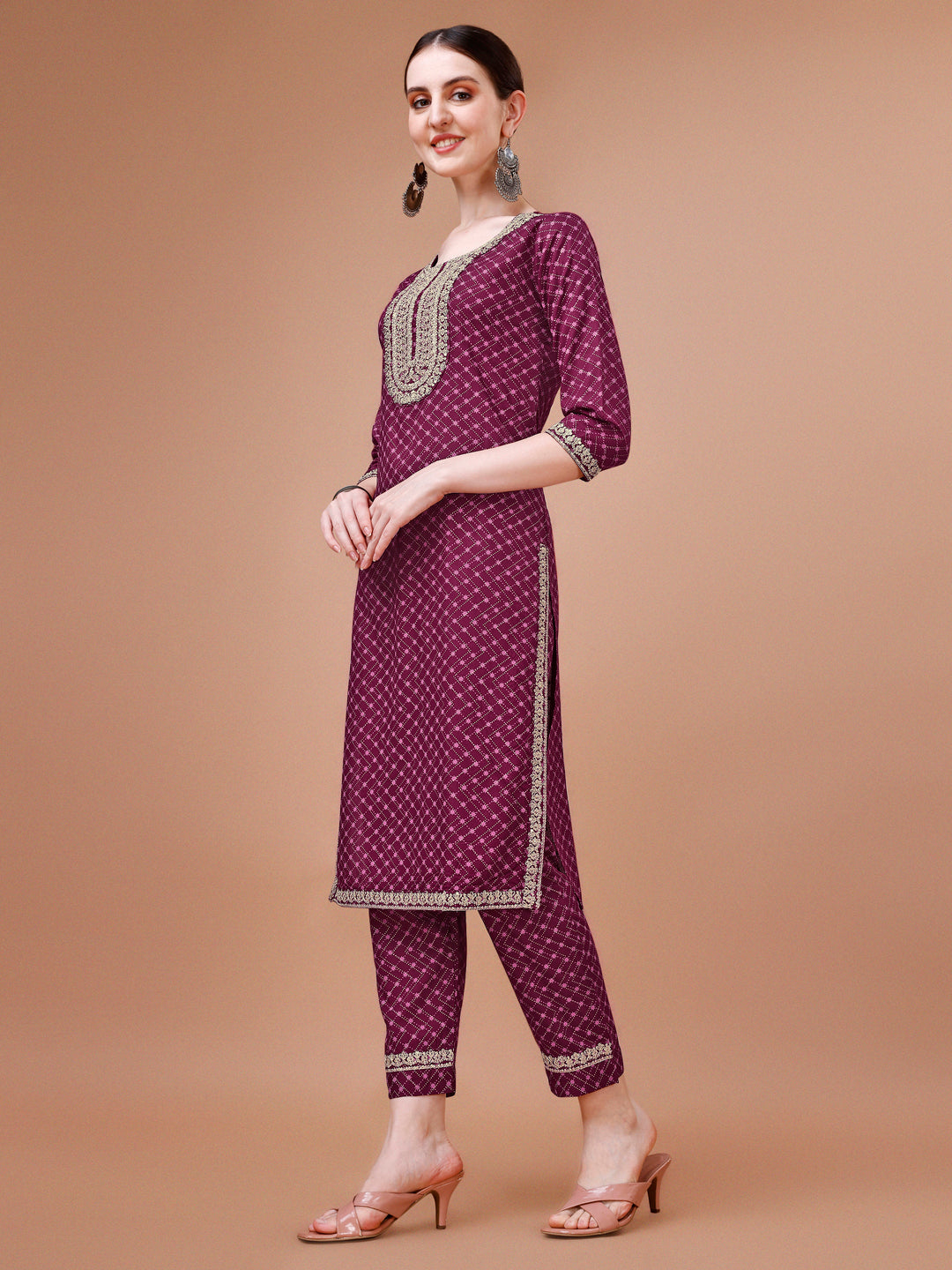 Printed & Embroidered Kurta With Pant And Dupatta Set, Multicolor - Hiral Fashion