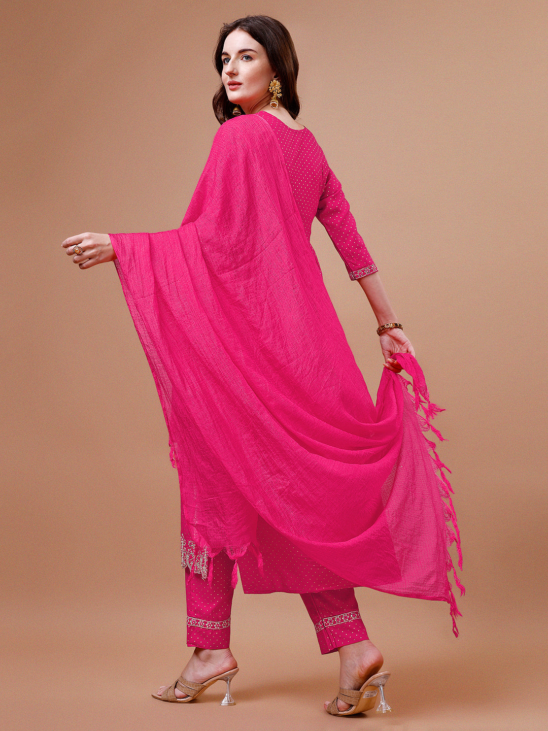 Nyra Cut Embroidered Rayon Kurta With Pant & Dupatta, Multicolor - Hiral Fashion