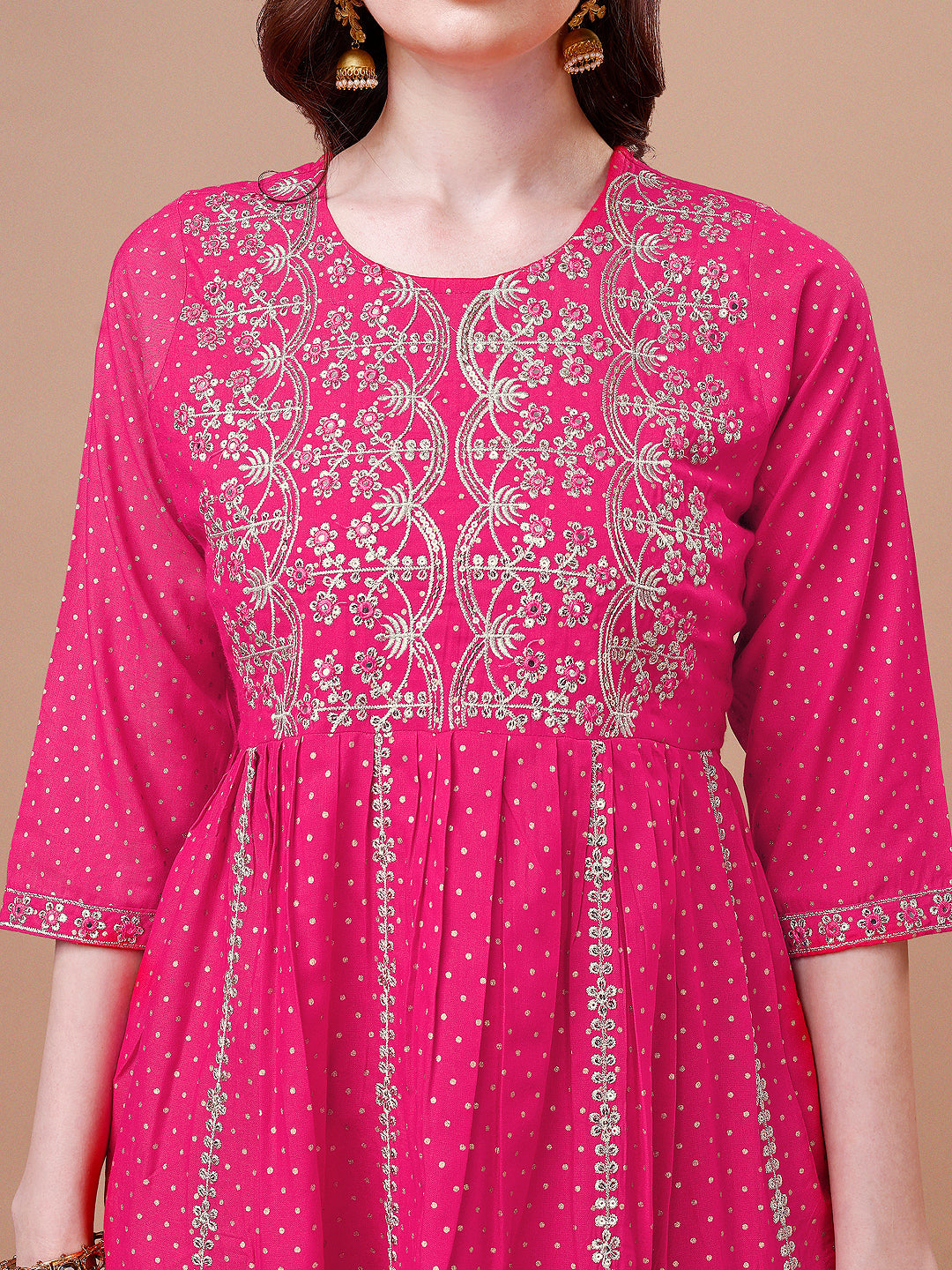 Nyra Cut Embroidered Rayon Kurta With Pant & Dupatta, Multicolor - Hiral Fashion