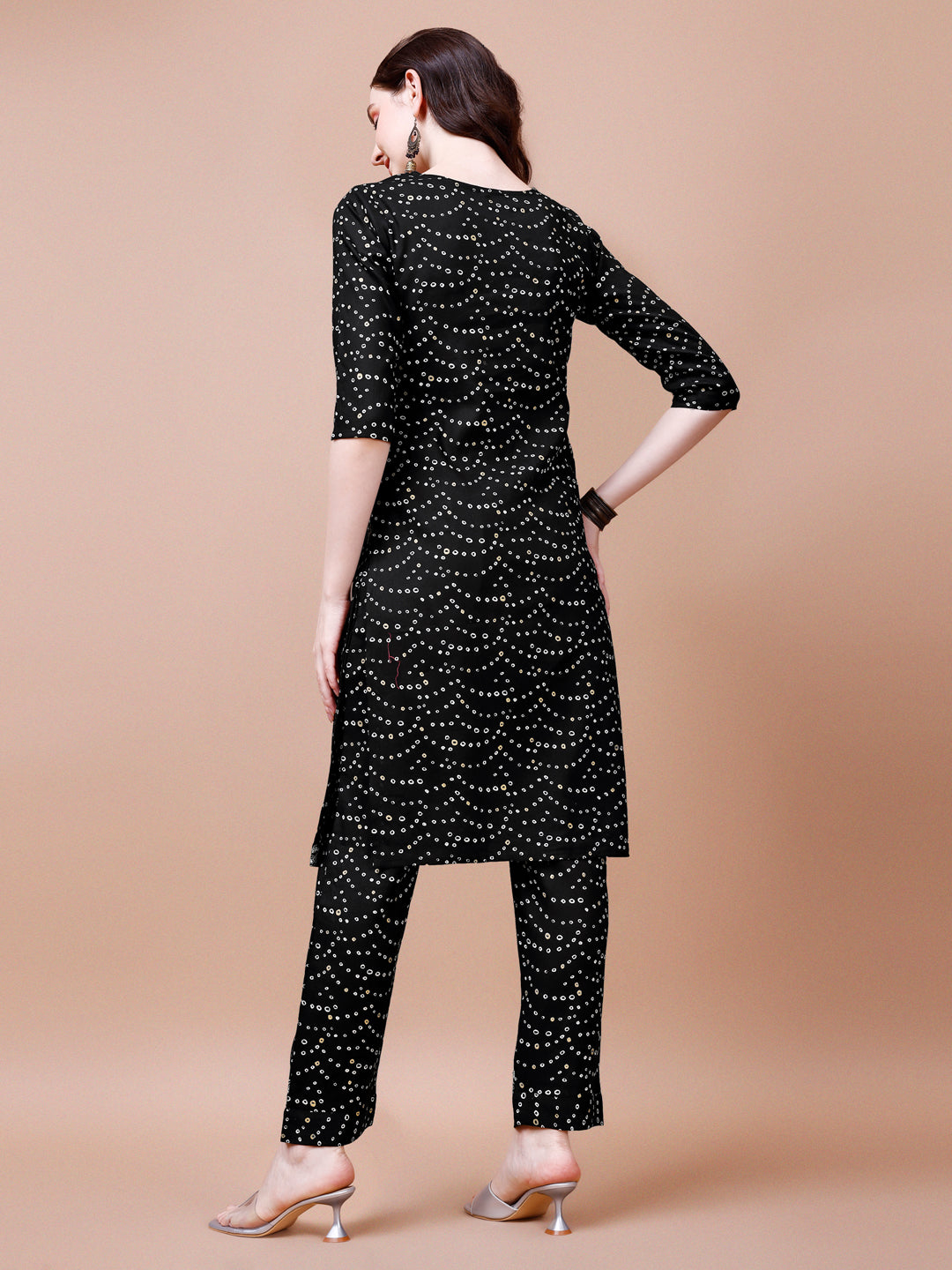 Embroidered & Bandhani Printed Kurta With Pant & Dupatta, Multicolor - Hiral Fashion