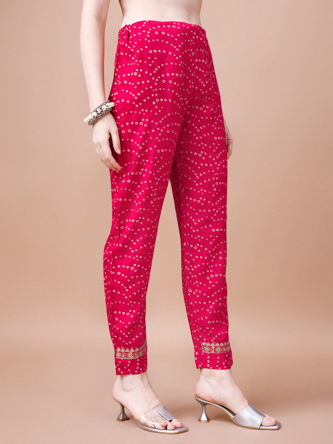 Embroidered & Bandhani Printed Kurta With Pant & Dupatta, Multicolor - Hiral Fashion