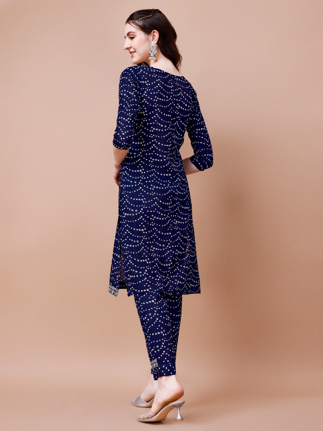 Embroidered & Bandhani Printed Kurta With Pant & Dupatta, Multicolor - Hiral Fashion