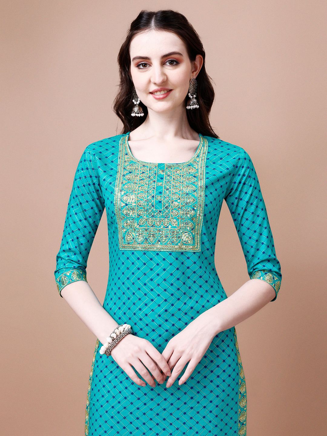 Embroidered & Quirky Printed Kurta With Pant & Dupatta, Multicolor - Hiral Fashion