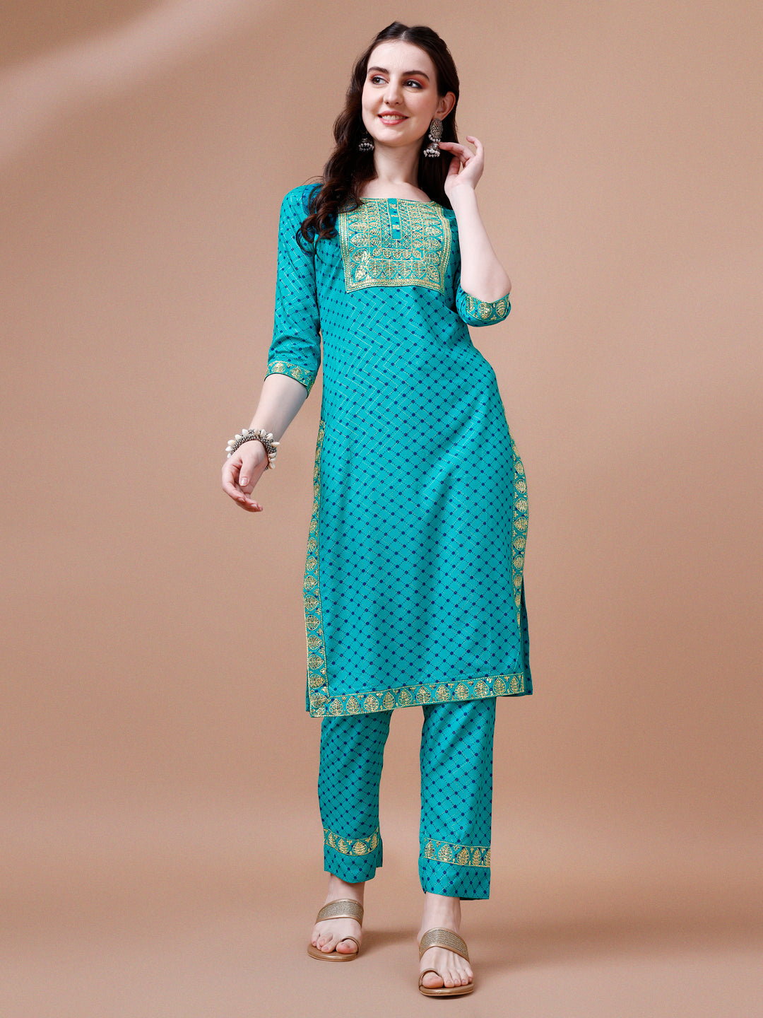 Embroidered & Quirky Printed Kurta With Pant & Dupatta, Multicolor - Hiral Fashion