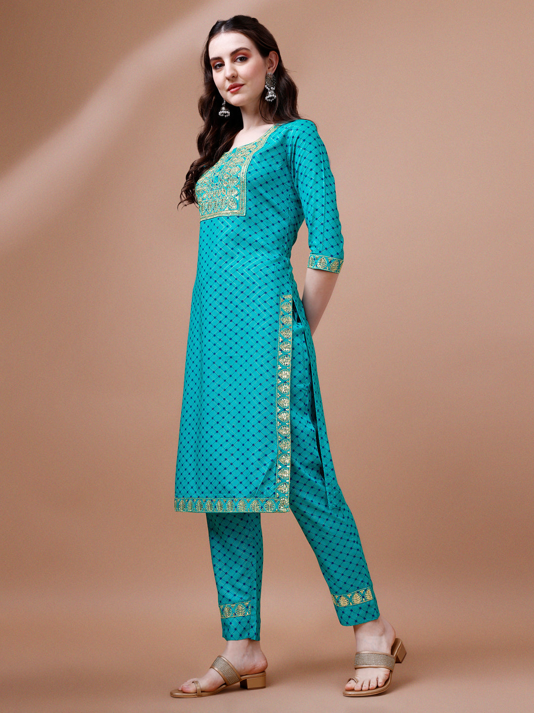 Embroidered & Quirky Printed Kurta With Pant & Dupatta, Multicolor - Hiral Fashion
