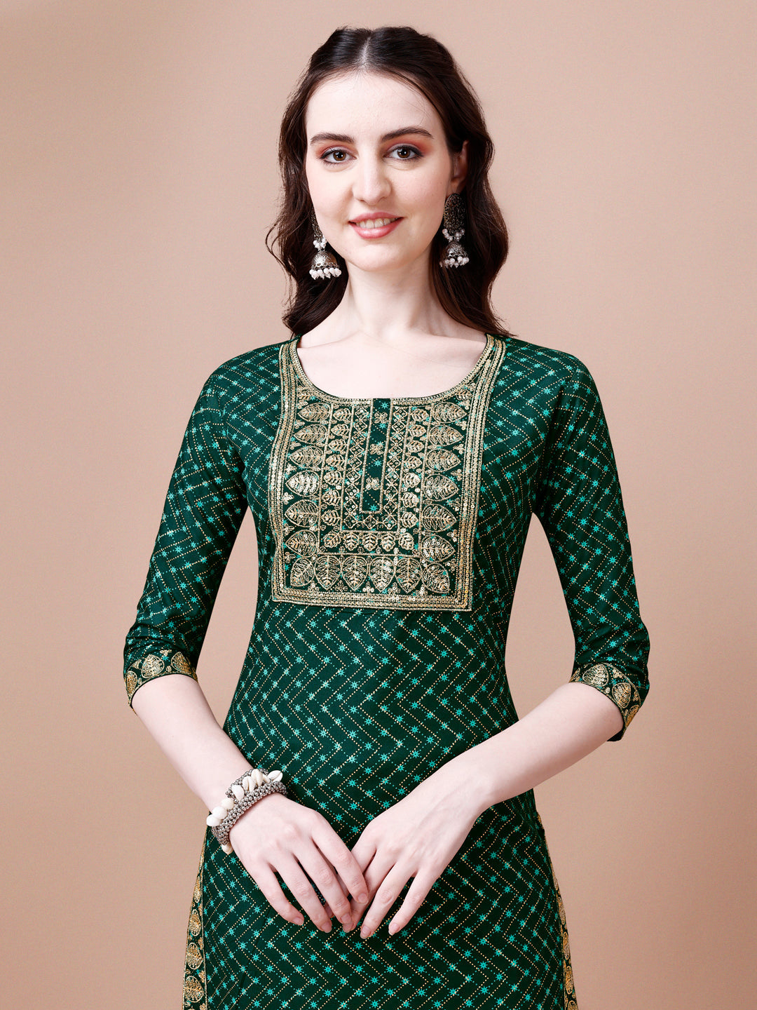 Embroidered & Quirky Printed Kurta With Pant & Dupatta, Multicolor - Hiral Fashion