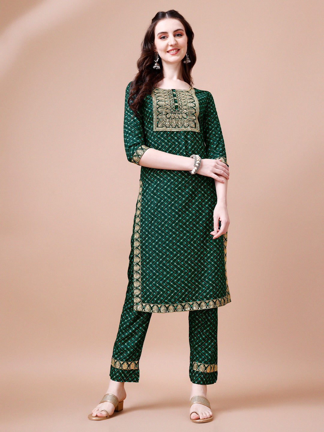 Embroidered & Quirky Printed Kurta With Pant & Dupatta, Multicolor - Hiral Fashion