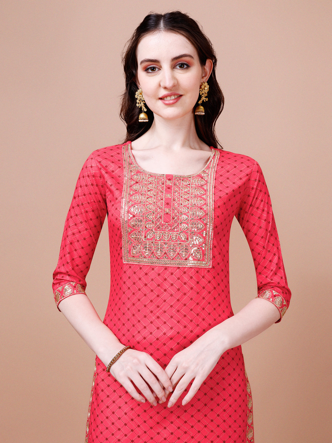 Embroidered & Quirky Printed Kurta With Pant & Dupatta, Multicolor - Hiral Fashion