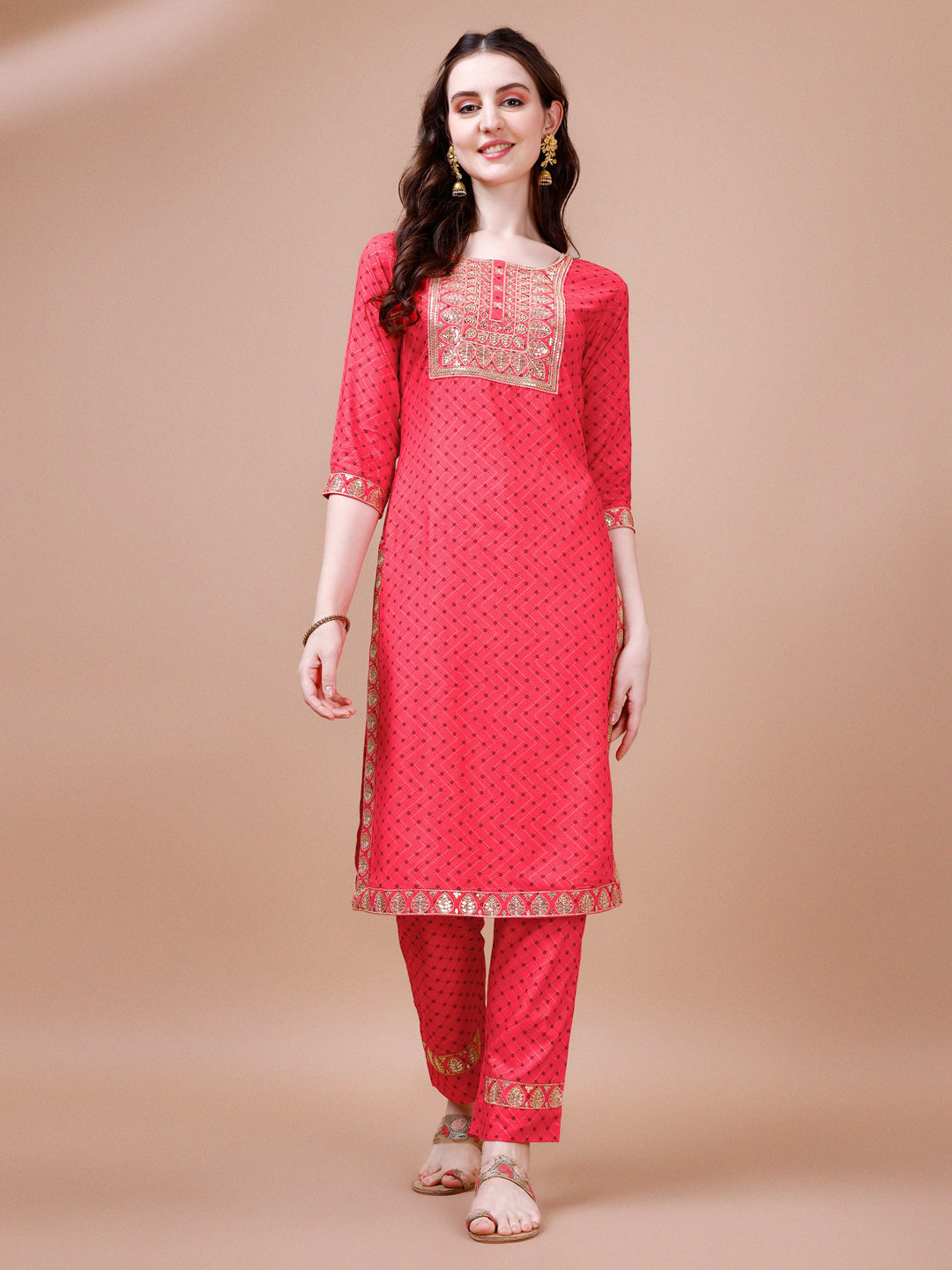 Embroidered & Quirky Printed Kurta With Pant & Dupatta, Multicolor - Hiral Fashion