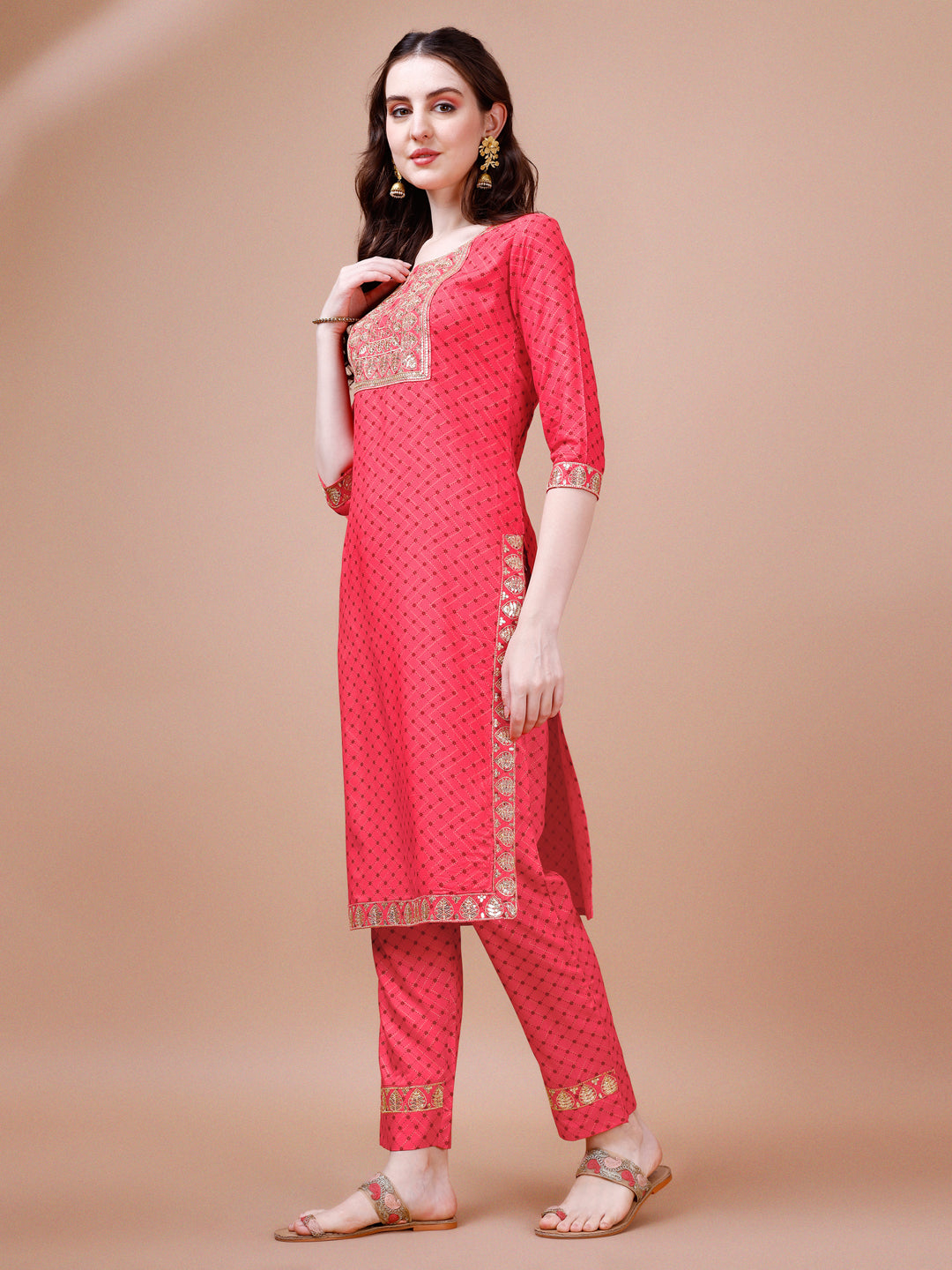 Embroidered & Quirky Printed Kurta With Pant & Dupatta, Multicolor - Hiral Fashion