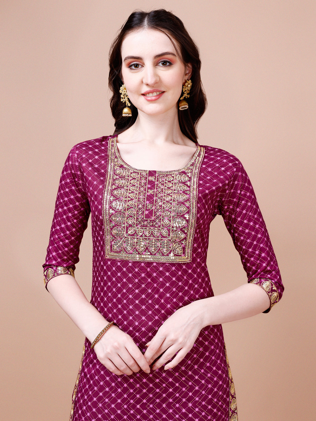 Embroidered & Quirky Printed Kurta With Pant & Dupatta, Multicolor - Hiral Fashion