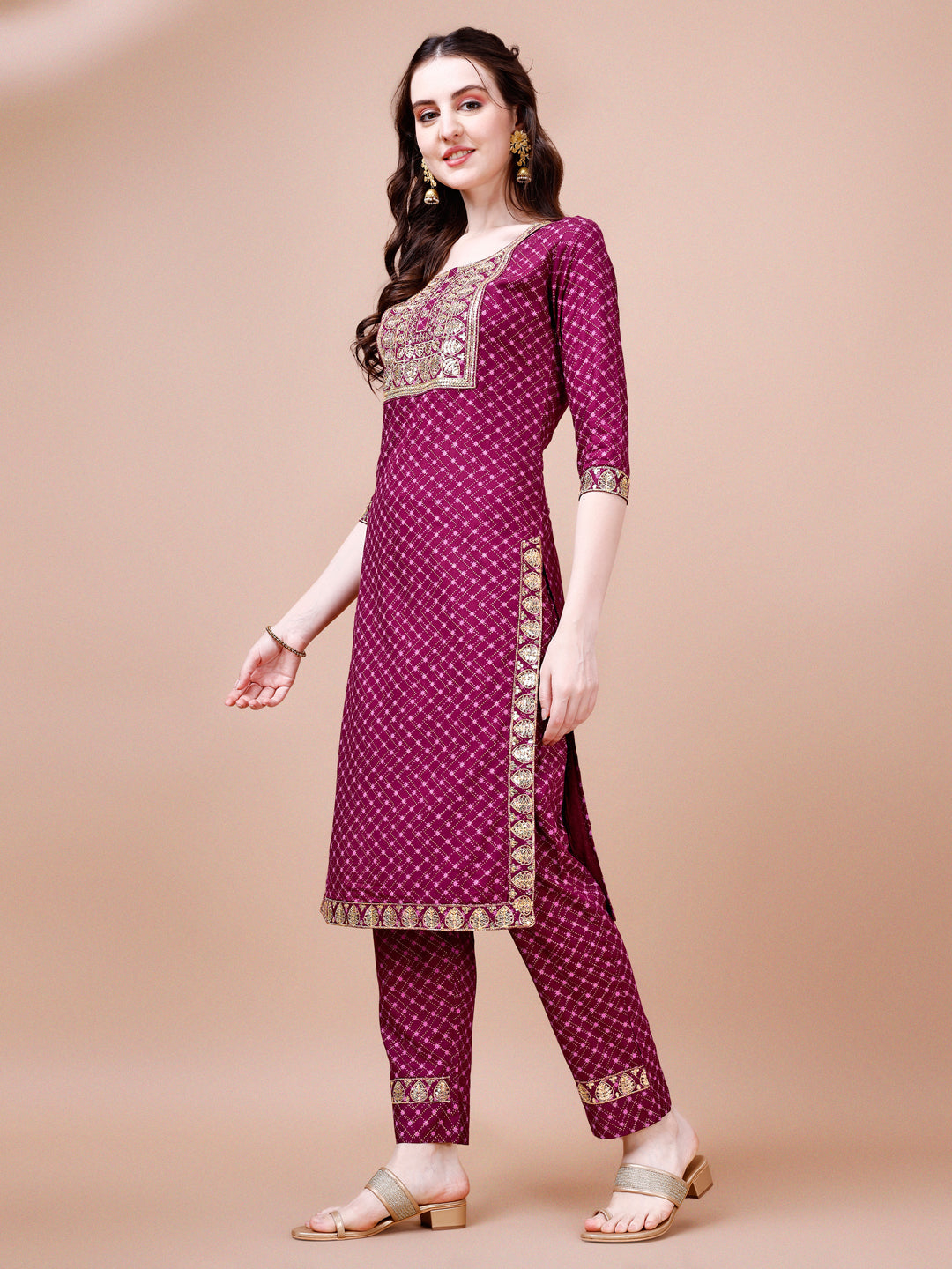 Embroidered & Quirky Printed Kurta With Pant & Dupatta, Multicolor - Hiral Fashion