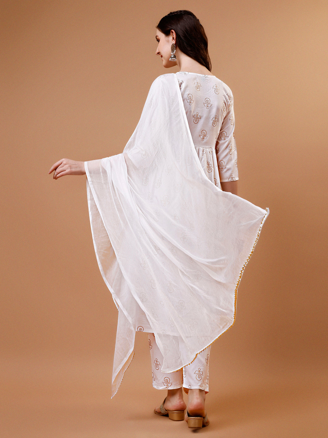 Alia Cut Embroidered & Printed Kurta With Pant & Dupatta, Multicolor - Hiral Fashion