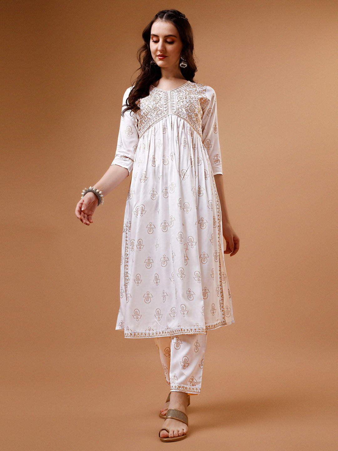 Alia Cut Embroidered & Printed Kurta With Pant & Dupatta, Multicolor - Hiral Fashion