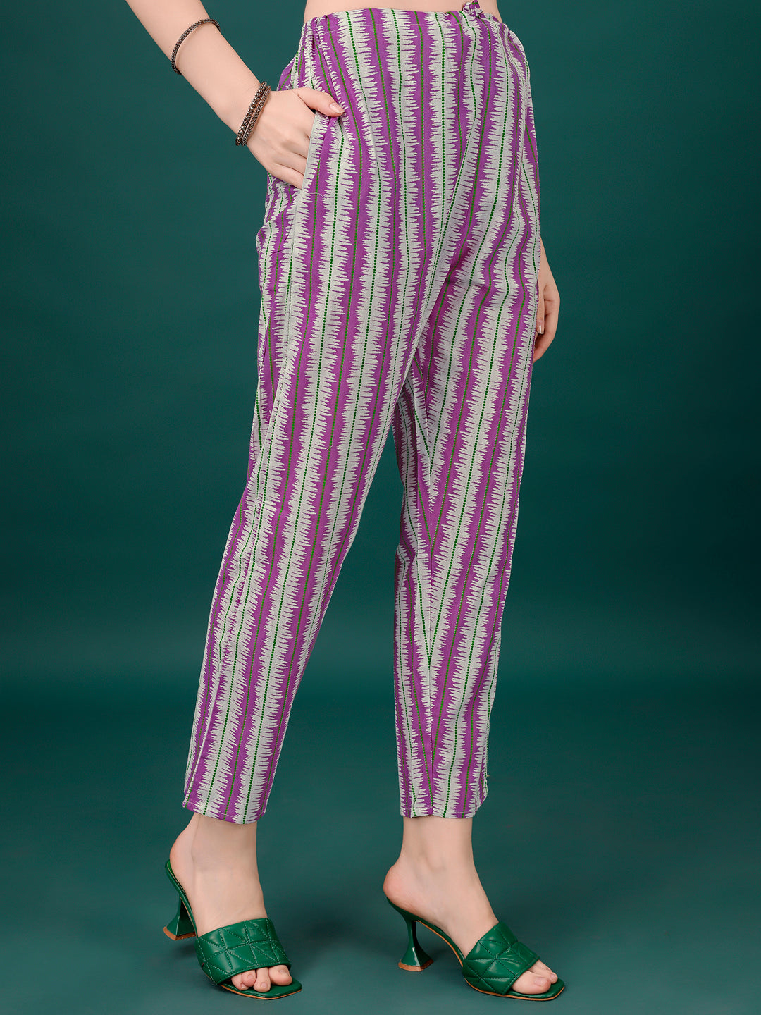 Embroidered & Printed Angrakha Style Kurta With Printed Pant & Dupatta, Multicolor - Hiral Fashion