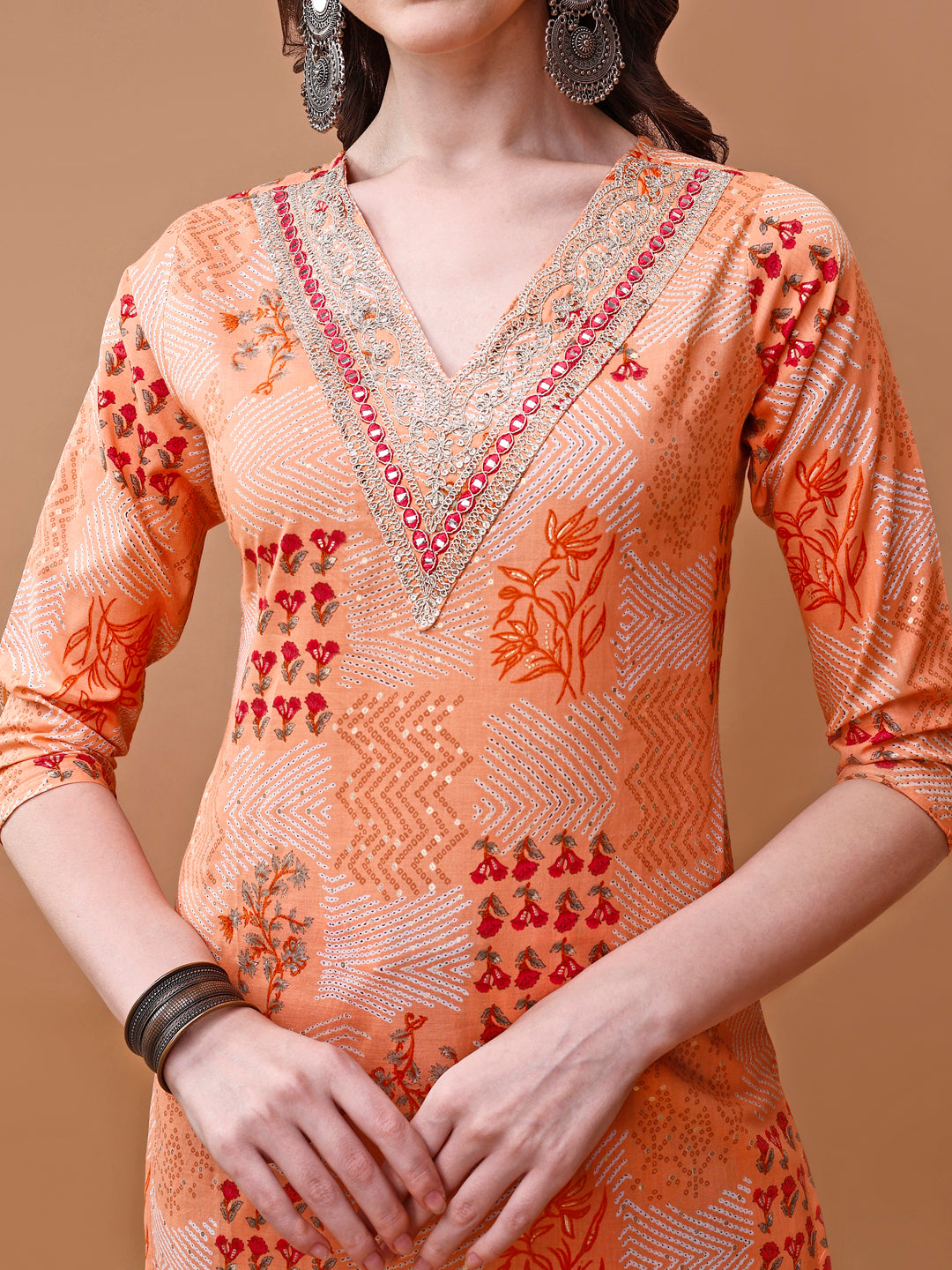 Embroidered And Floral Printed Kurta With Pant & Dupatta, Multicolor - Hiral Fashion