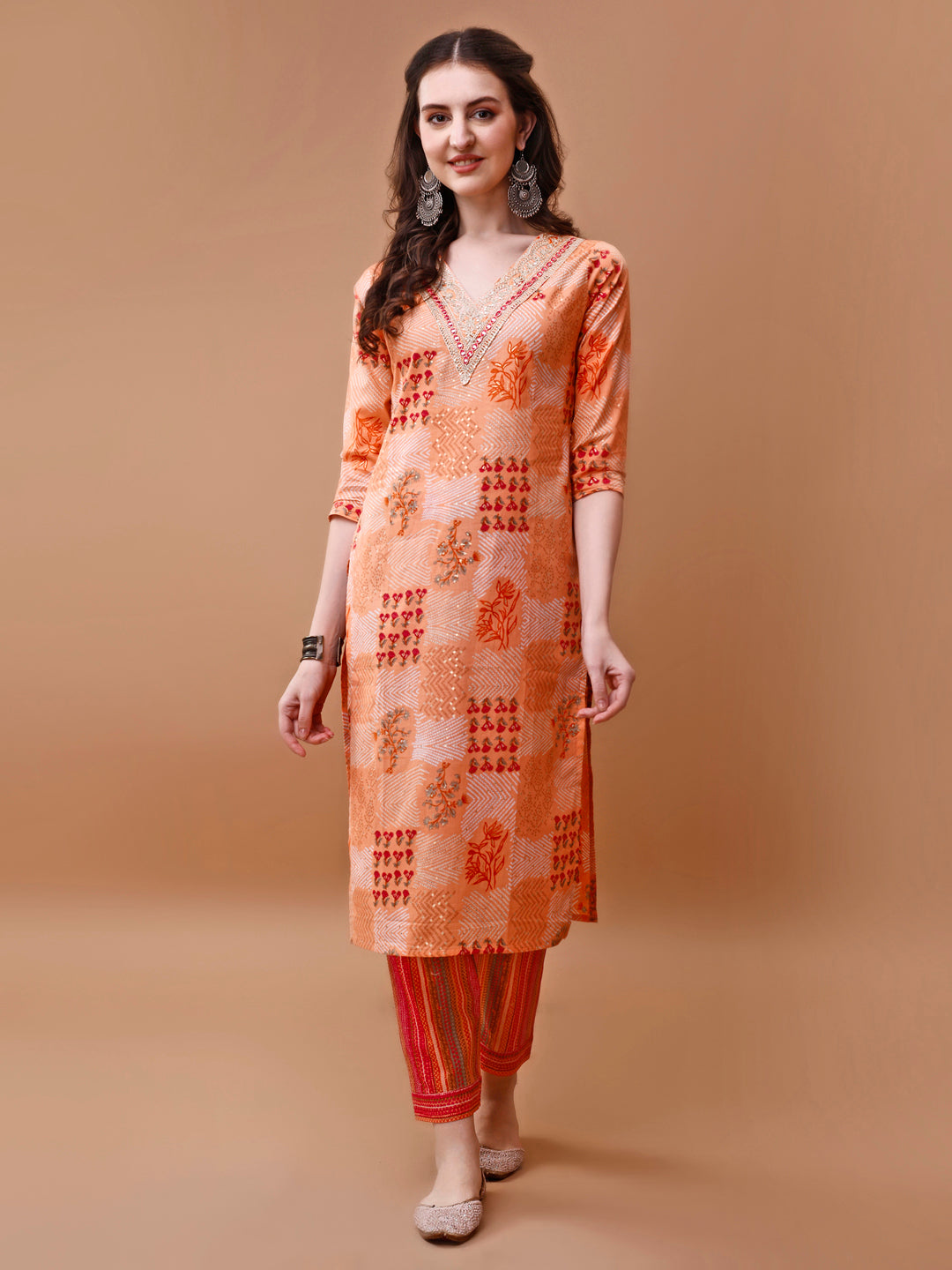 Embroidered And Floral Printed Kurta With Pant & Dupatta, Multicolor - Hiral Fashion