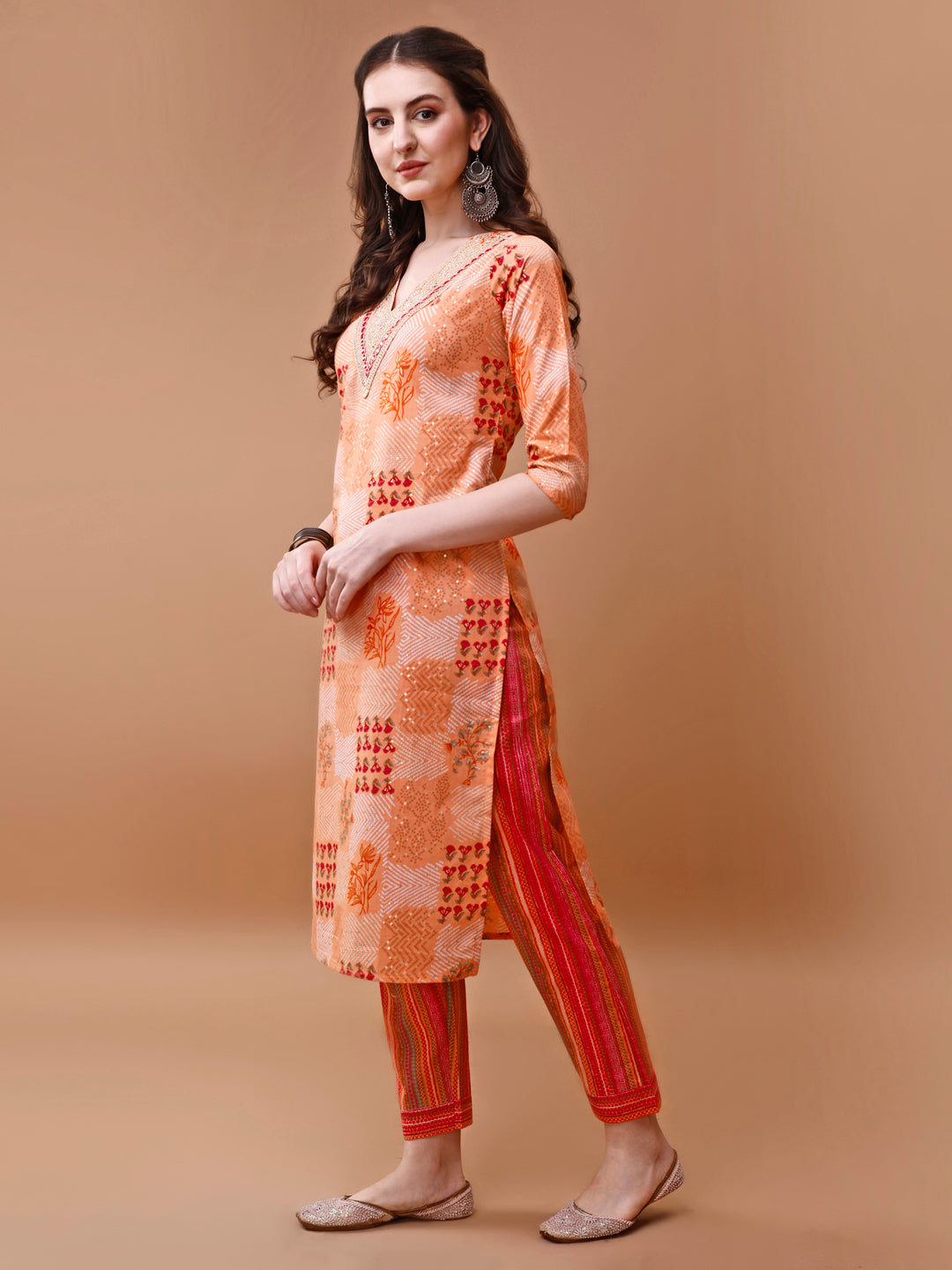 Embroidered And Floral Printed Kurta With Pant & Dupatta, Multicolor - Hiral Fashion