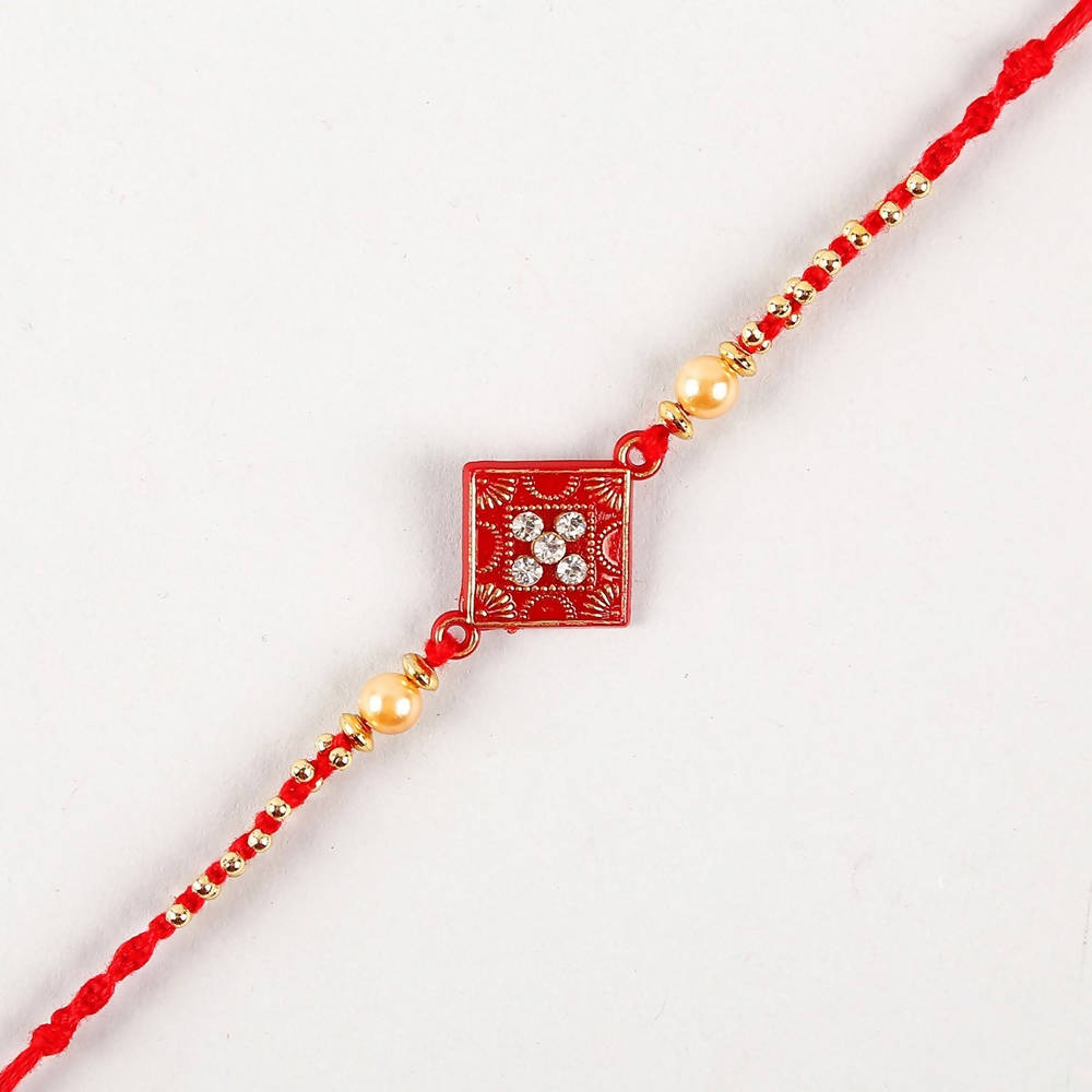 Sleek American Diamond Rakhi And Almond Treat Chocolate