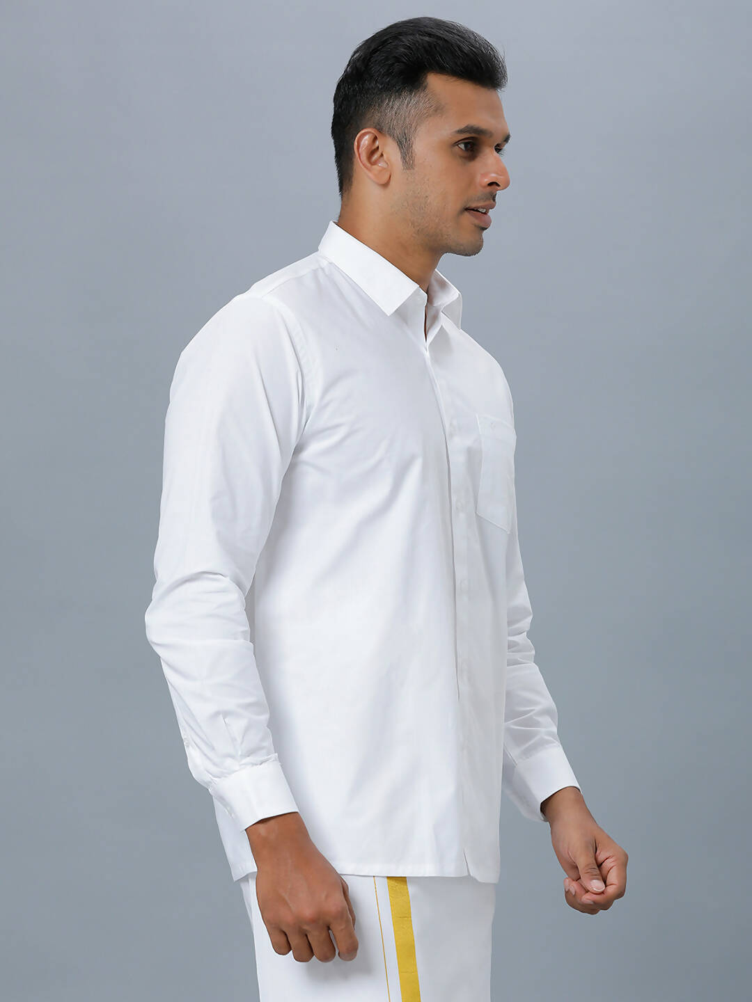Ramraj Cotton Mens Full Sleeve Formal 100 % Cotton White Shirt 