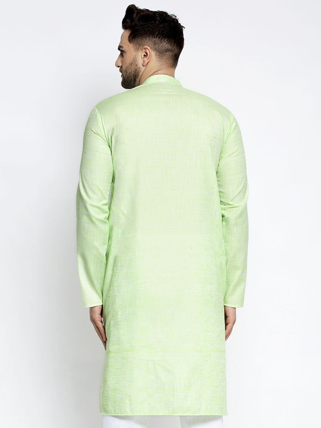 Jompers Men Green & White Self Design Kurta Only