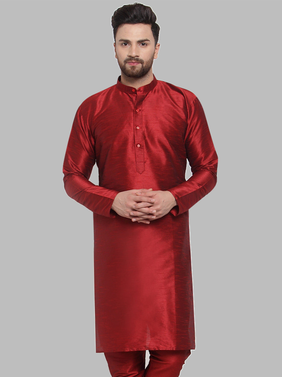 Jompers Men Maroon Solid Kurta Only