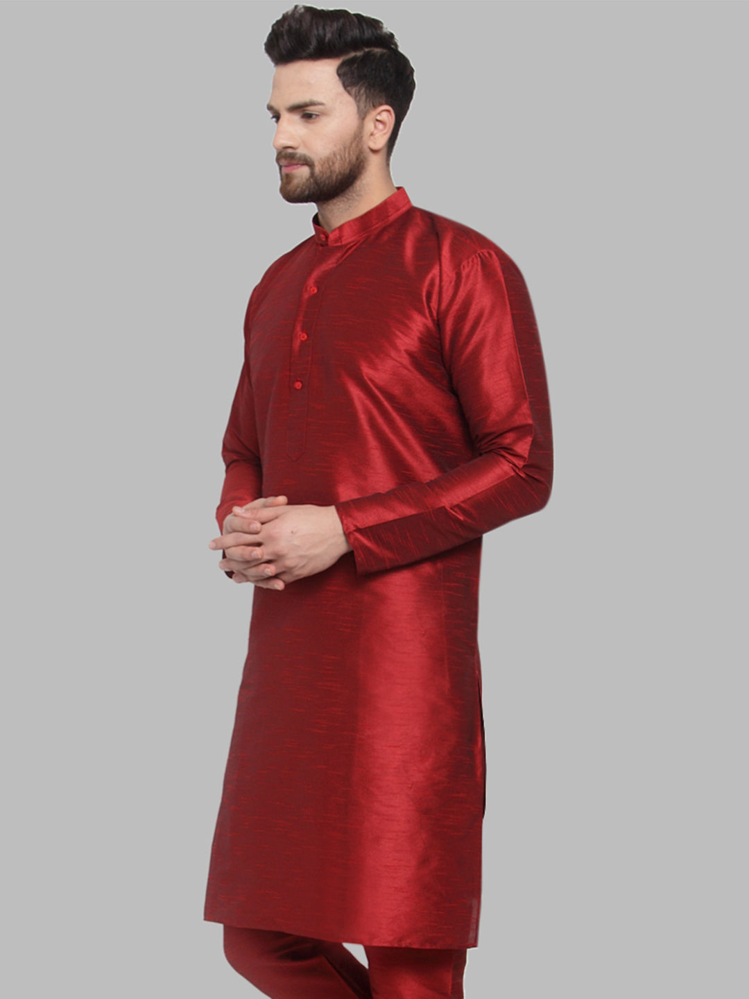 Jompers Men Maroon Solid Kurta Only