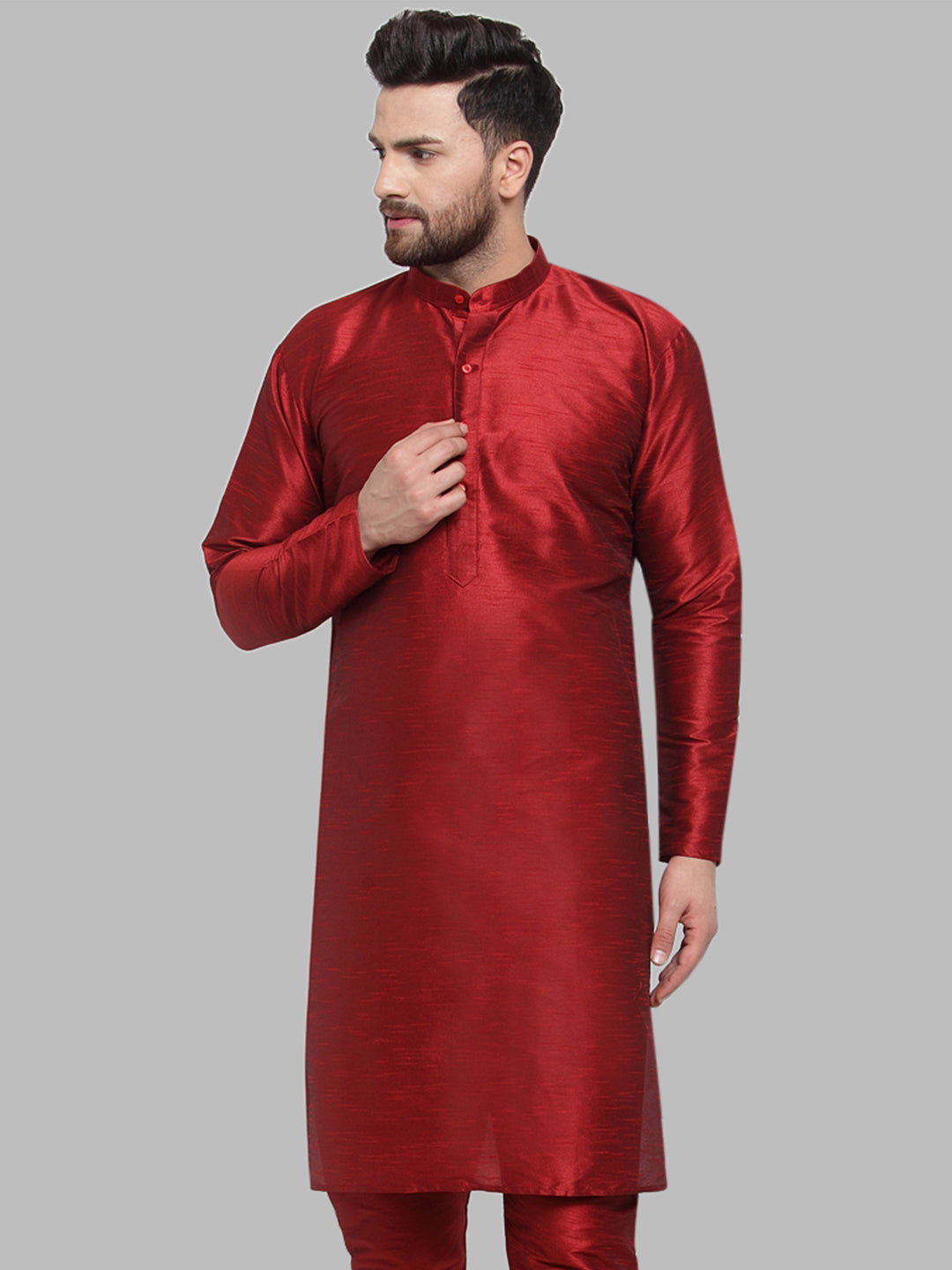 Jompers Men Maroon Solid Kurta Only