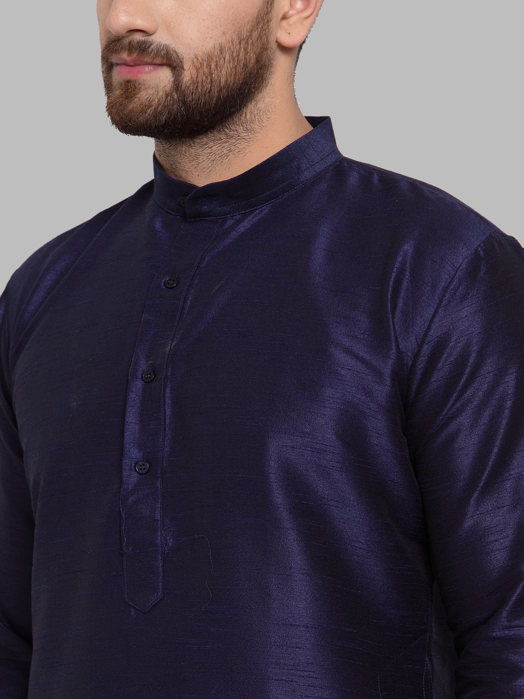 Jompers Men Navy-Blue Solid Kurta Only