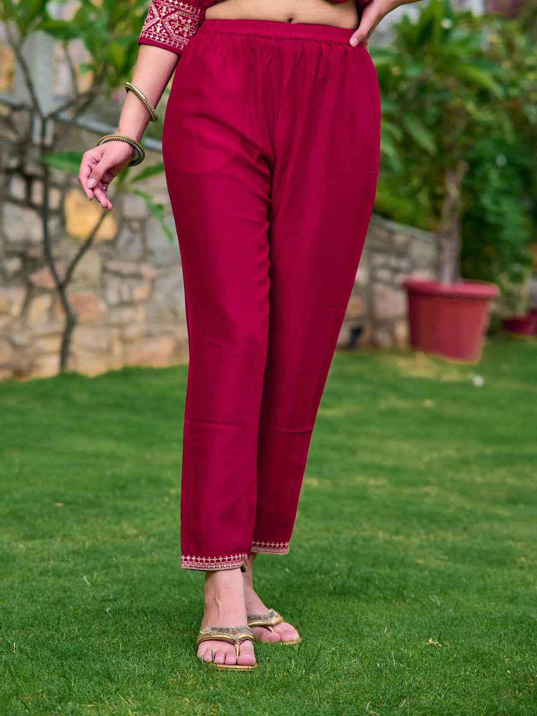Embroidered Kurta With Pant & Embroidered Dupatta, Pink - Hiral Fashion