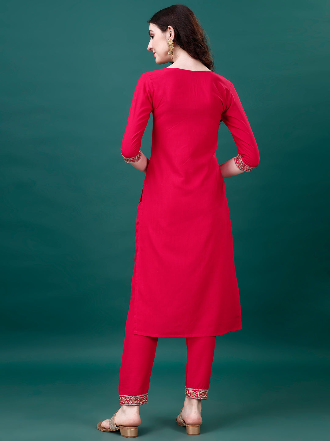 Embroidered Kurta With Pant & Embroidered & Printed Dupatta, Multicolor - Hiral Fashion