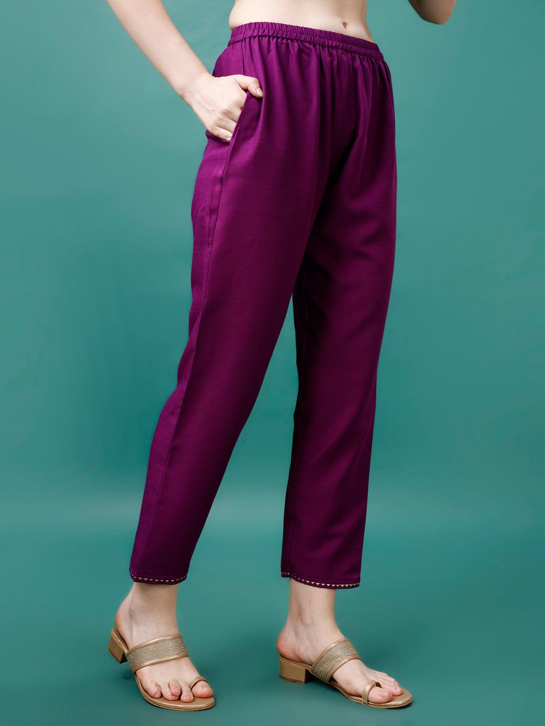 Embroidered Kurta With Pant & Chanderi Dupatta, Multicolor - Hiral Fashion