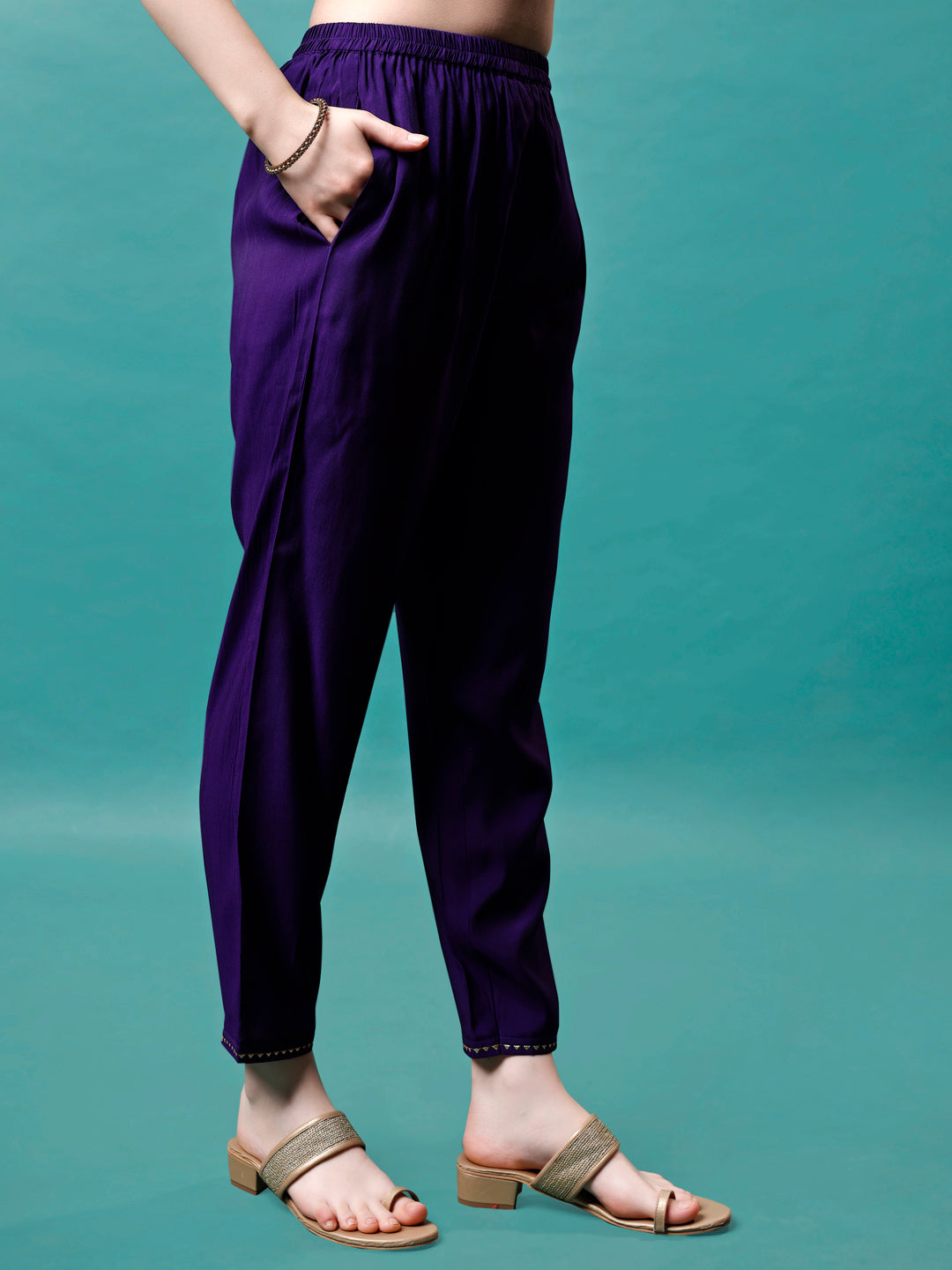 Embroidered Kurta With Pant & Sequined Dupatta, Multicolor - Hiral Fashion