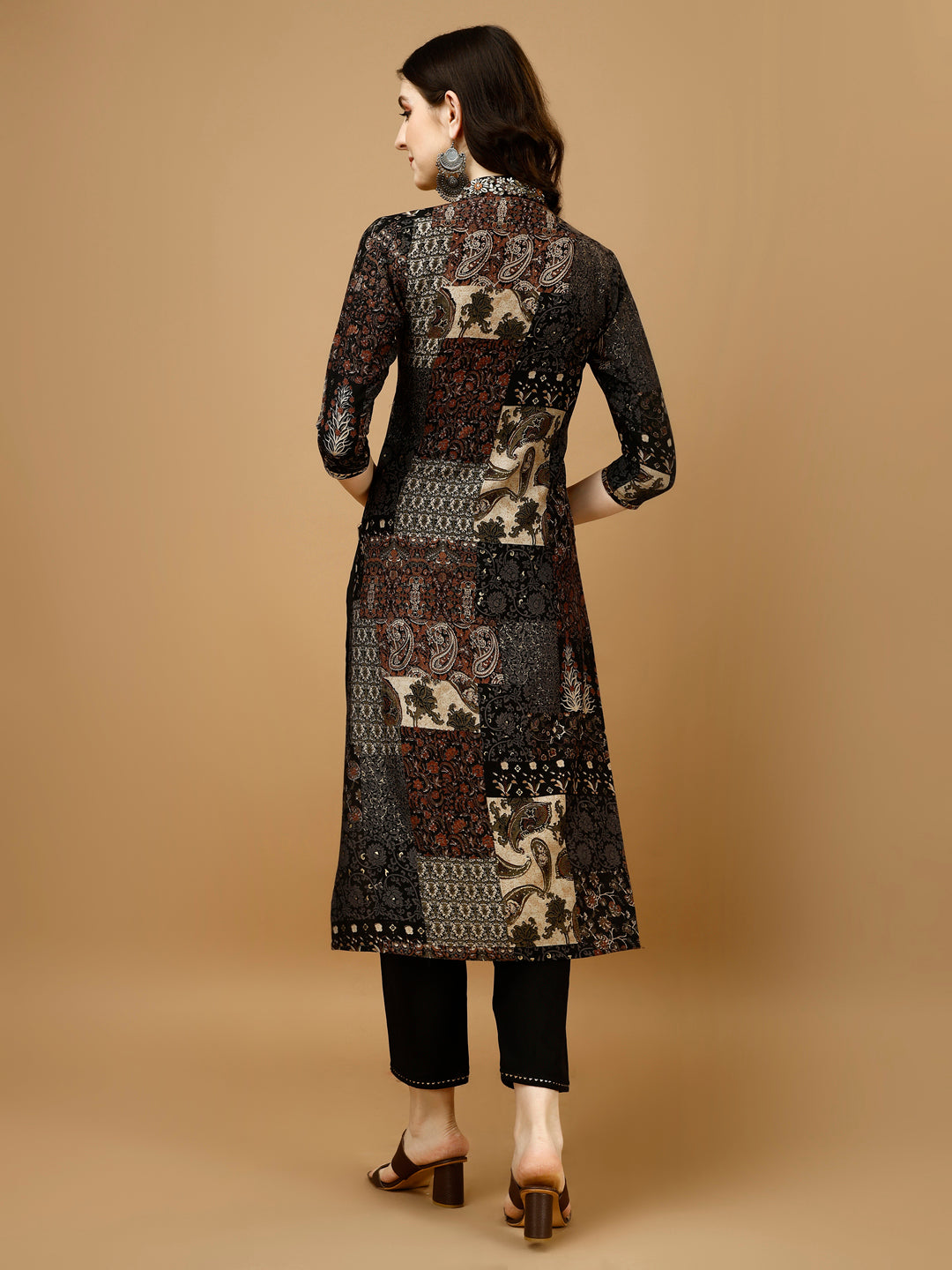 Hand Embroidered & Printed Kurta With Pant & Dupatta, Multicolor - Hiral Fashion