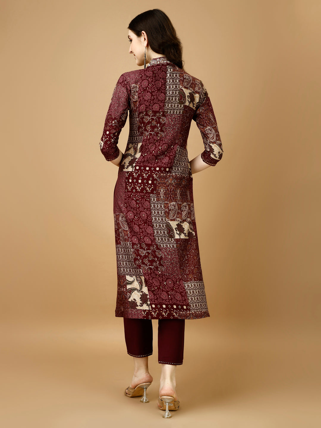 Hand Embroidered & Printed Kurta With Pant & Dupatta, Multicolor - Hiral Fashion