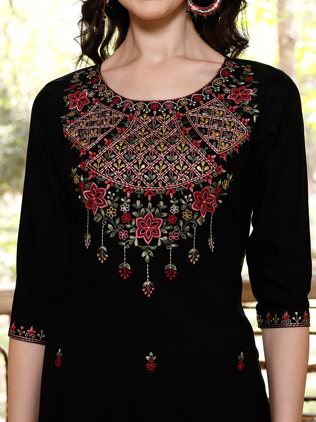 Embroidered Kurta With Pant & Organza Embroidered Dupatta Premium, Multicolor - Hiral Fashion