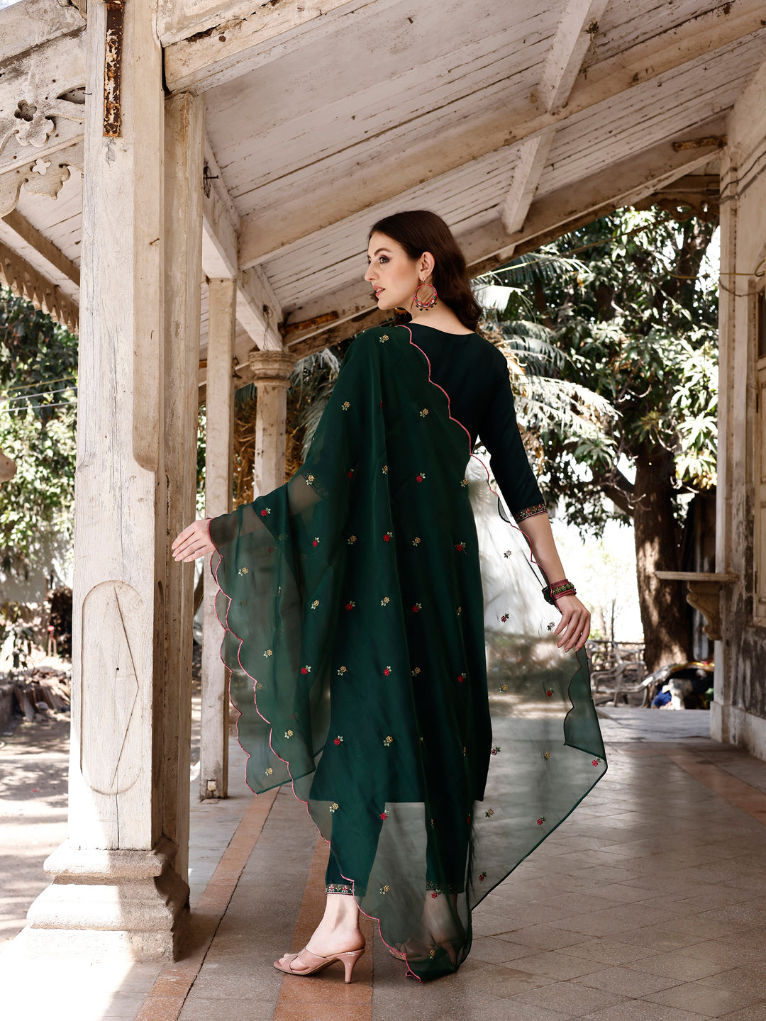 Embroidered Kurta With Pant & Organza Embroidered Dupatta Premium, Multicolor - Hiral Fashion