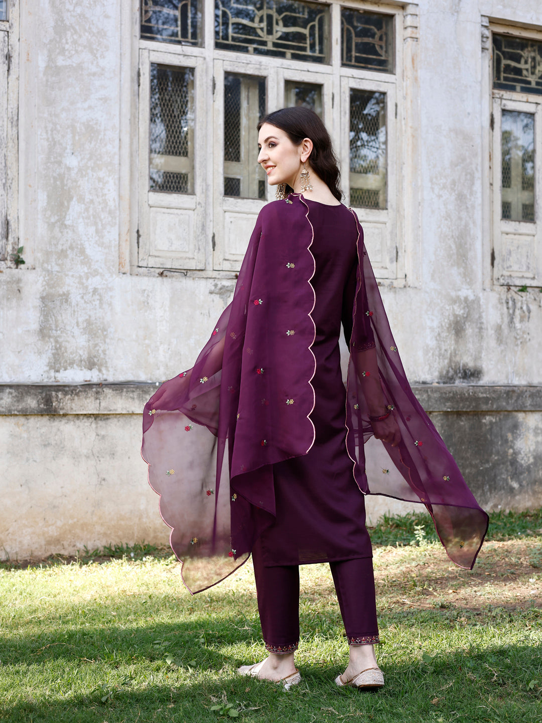 Embroidered Kurta With Pant & Organza Embroidered Dupatta Premium, Multicolor - Hiral Fashion