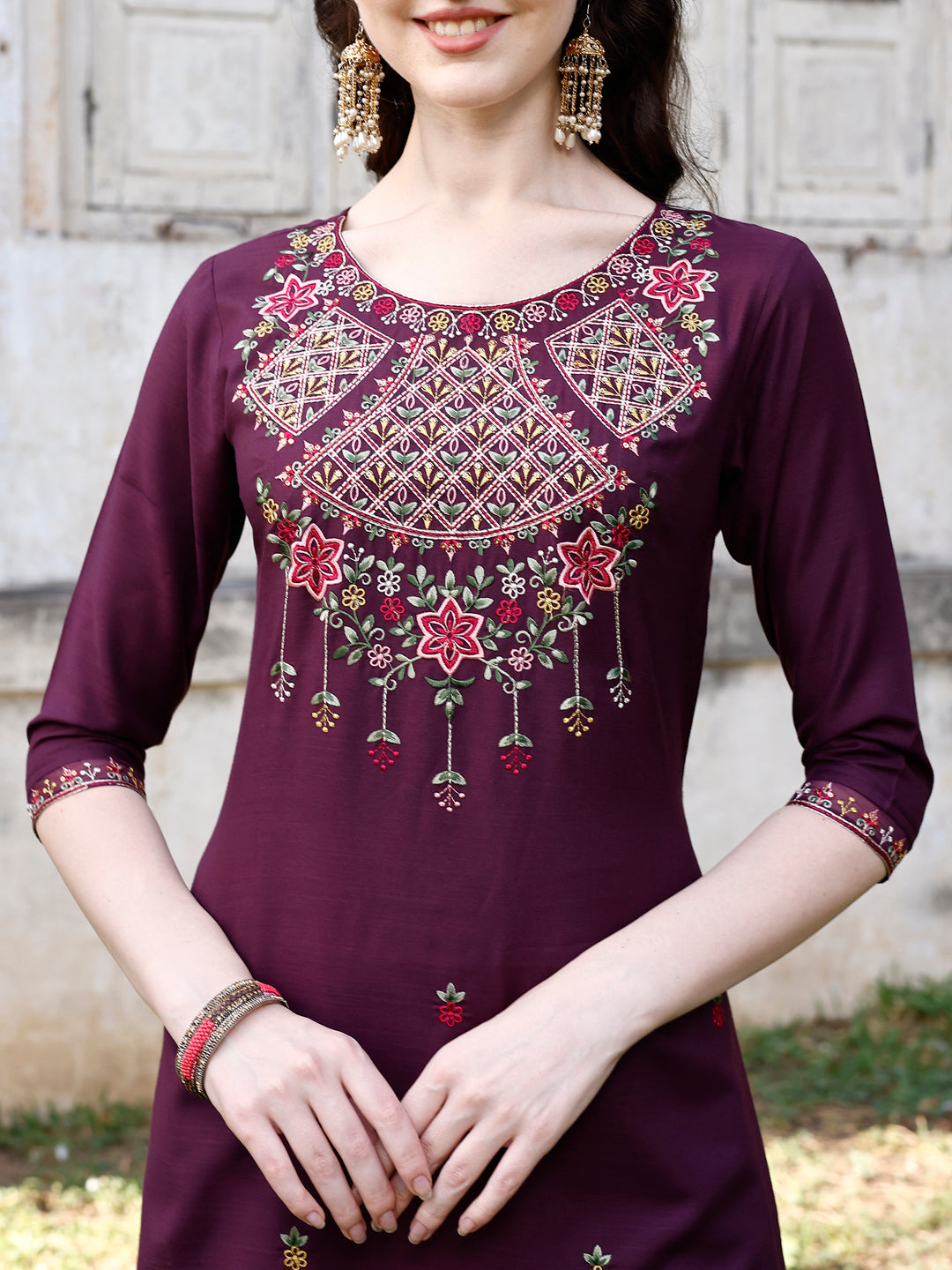 Embroidered Kurta With Pant & Organza Embroidered Dupatta Premium, Multicolor - Hiral Fashion