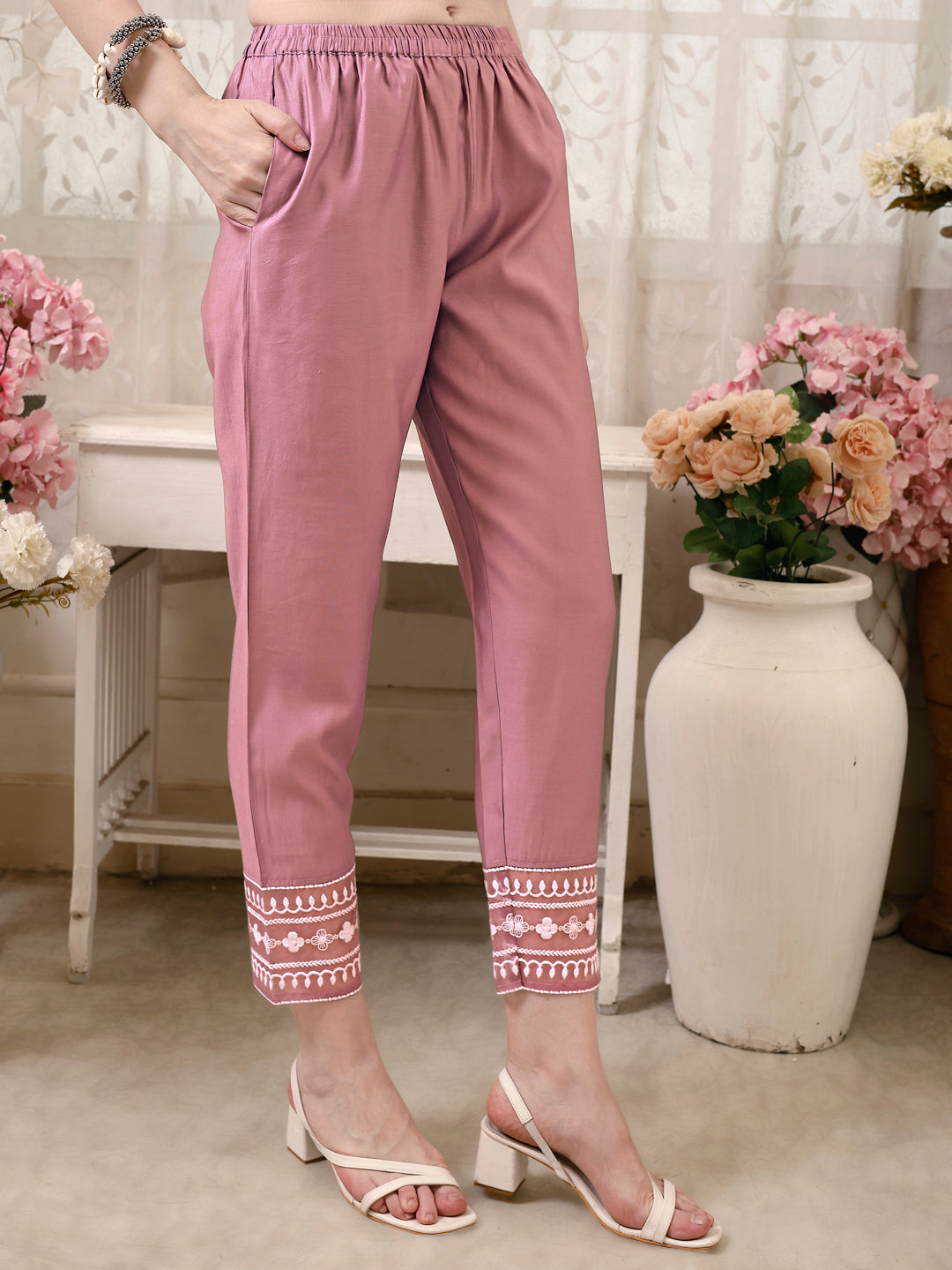 Pakistani Embroidered Kurta With Pant & Embroidered Dupatta, Multicolor - Hiral Fashion