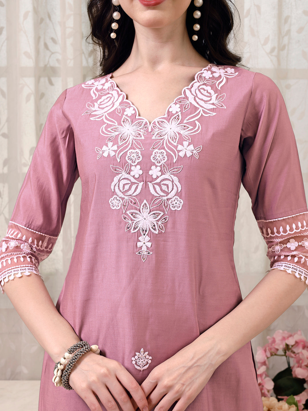 Pakistani Embroidered Kurta With Pant & Embroidered Dupatta, Multicolor - Hiral Fashion
