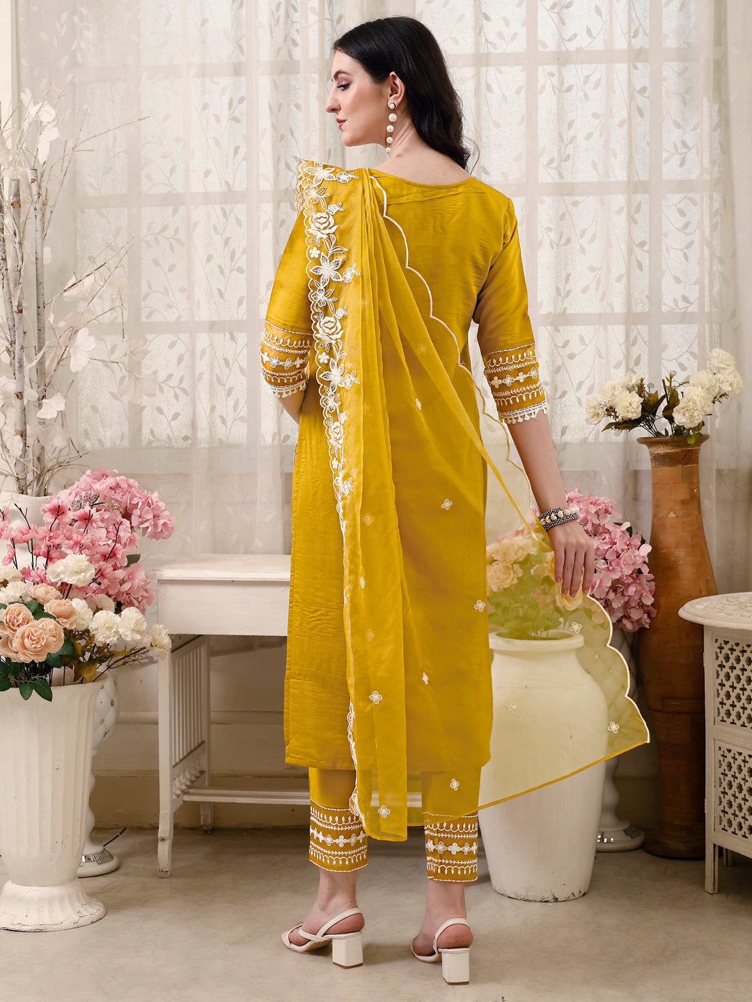 Pakistani Embroidered Kurta With Pant & Embroidered Dupatta Premium Luxury, Multicolor - Hiral Fashion